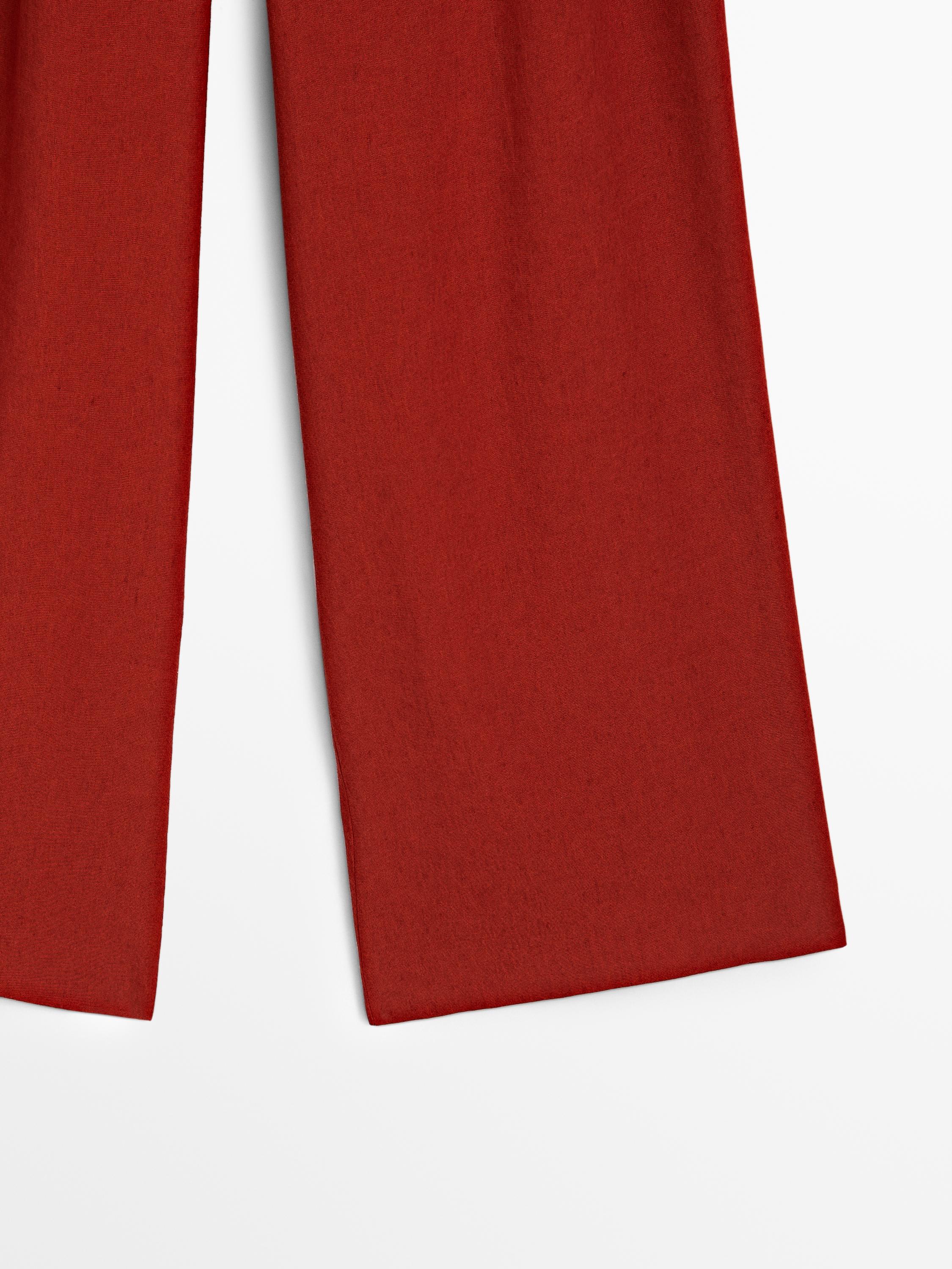 ★ Massimo Dutti★ Double dart detail straight leg pants 05 Straight-leg trousers with double dart detail · Red · Dressy