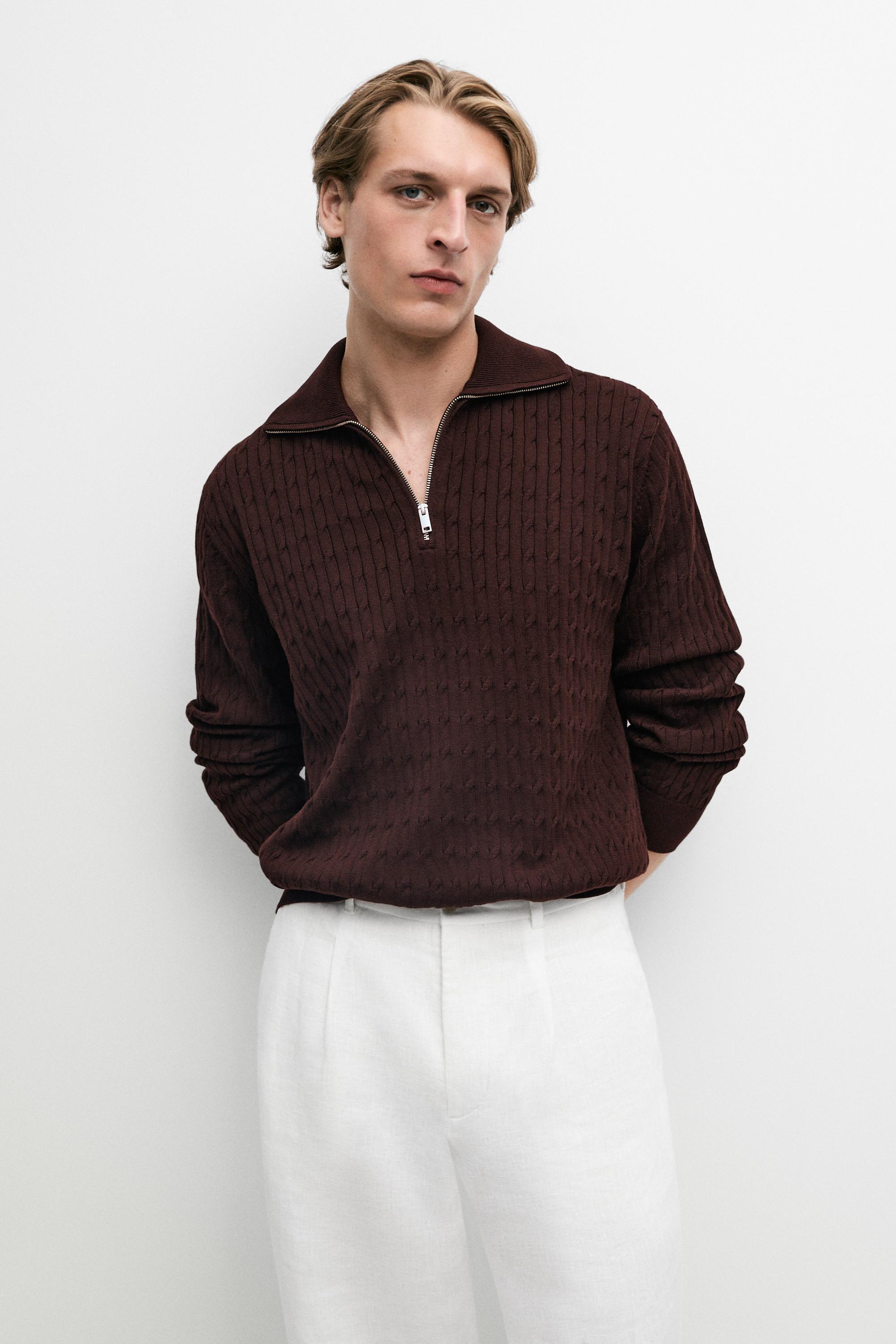 Pull en maille à col camionneur zippé