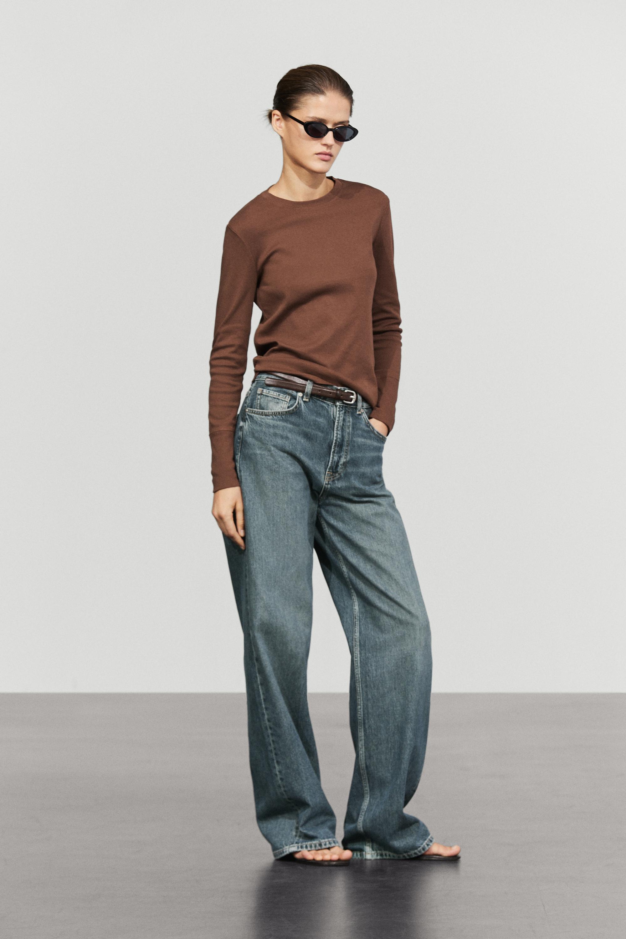 100% cotton long sleeve T-shirt — BROWN