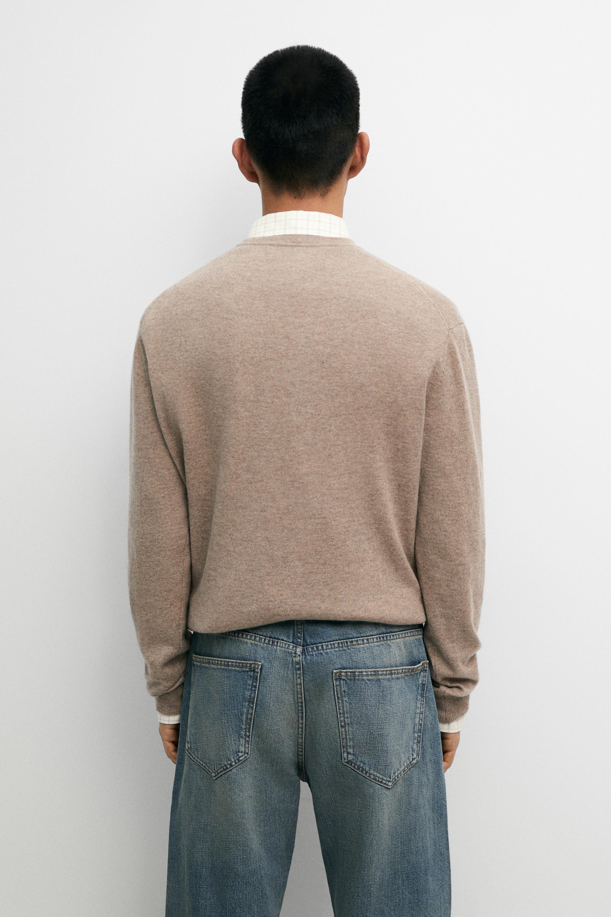 100% cashmere ribbed knit sweater — MINK