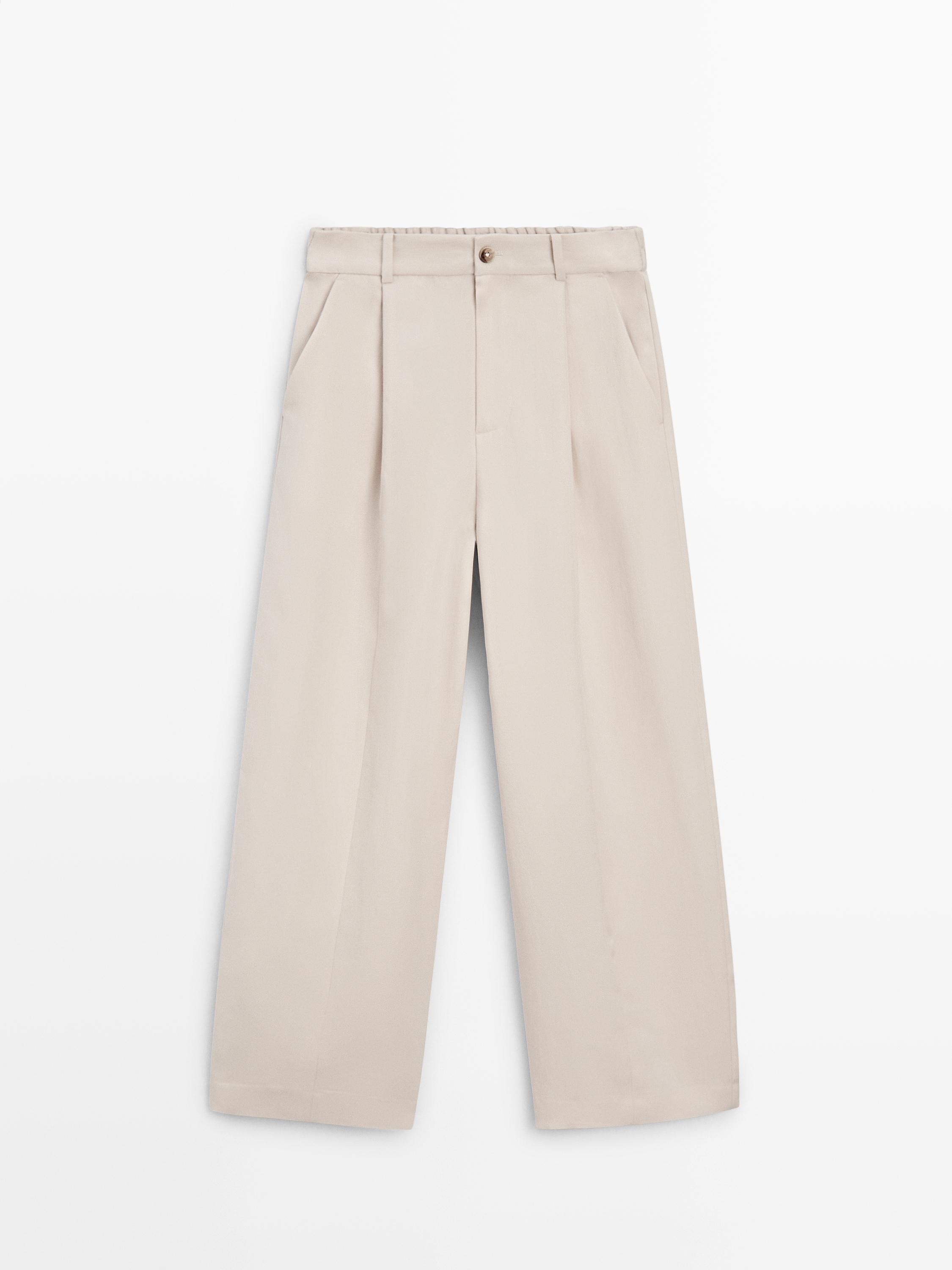 Flowing pants with elasticated waistband