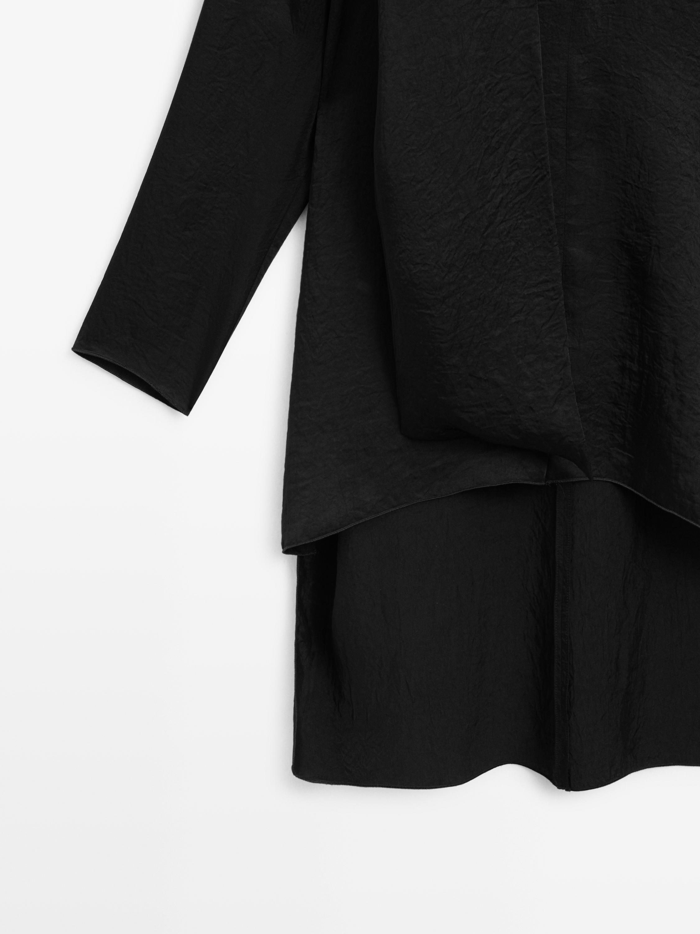 V-neckline blouse with tie detail - STUDIO — BLACK