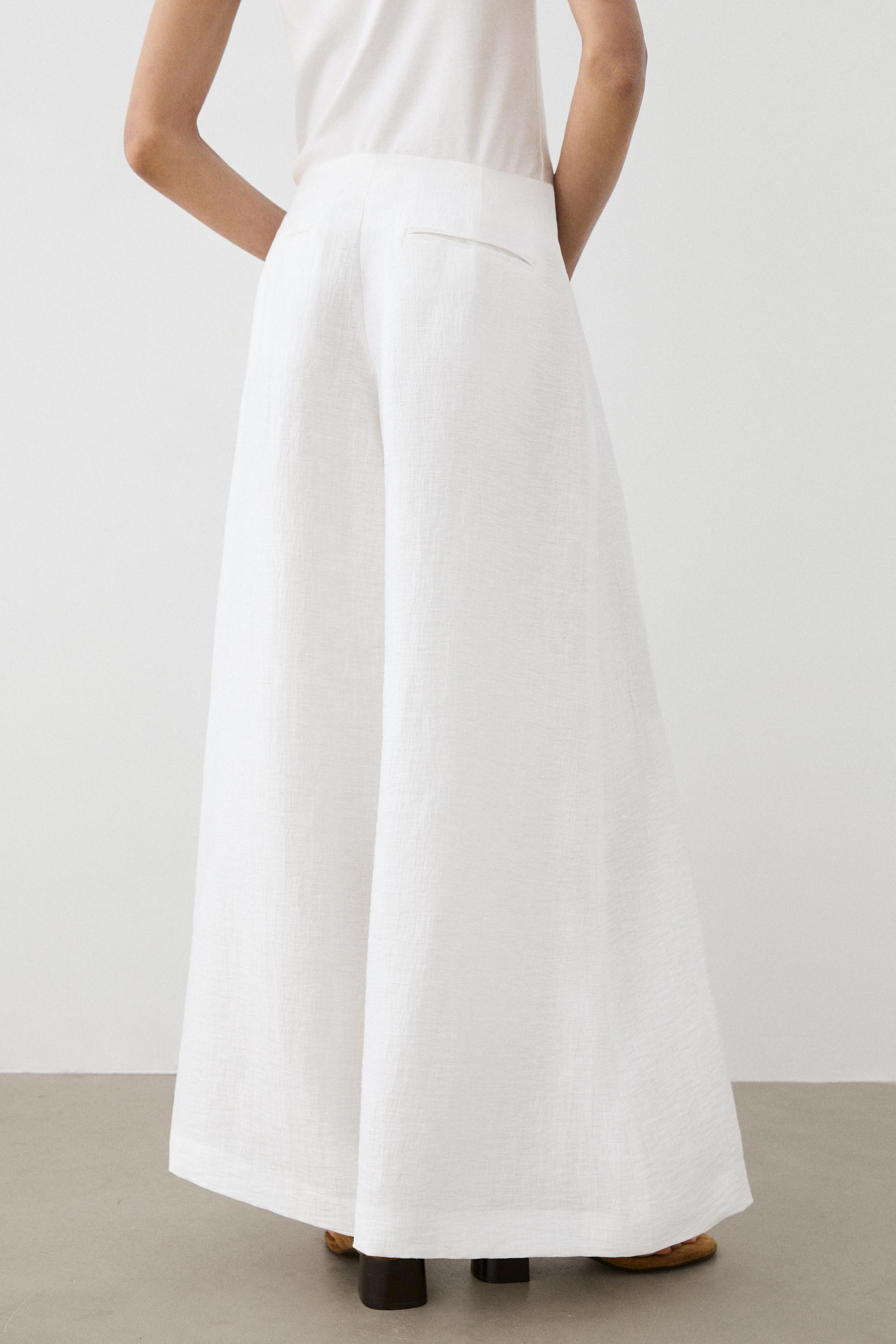Linen blend palazzo trousers — Off white