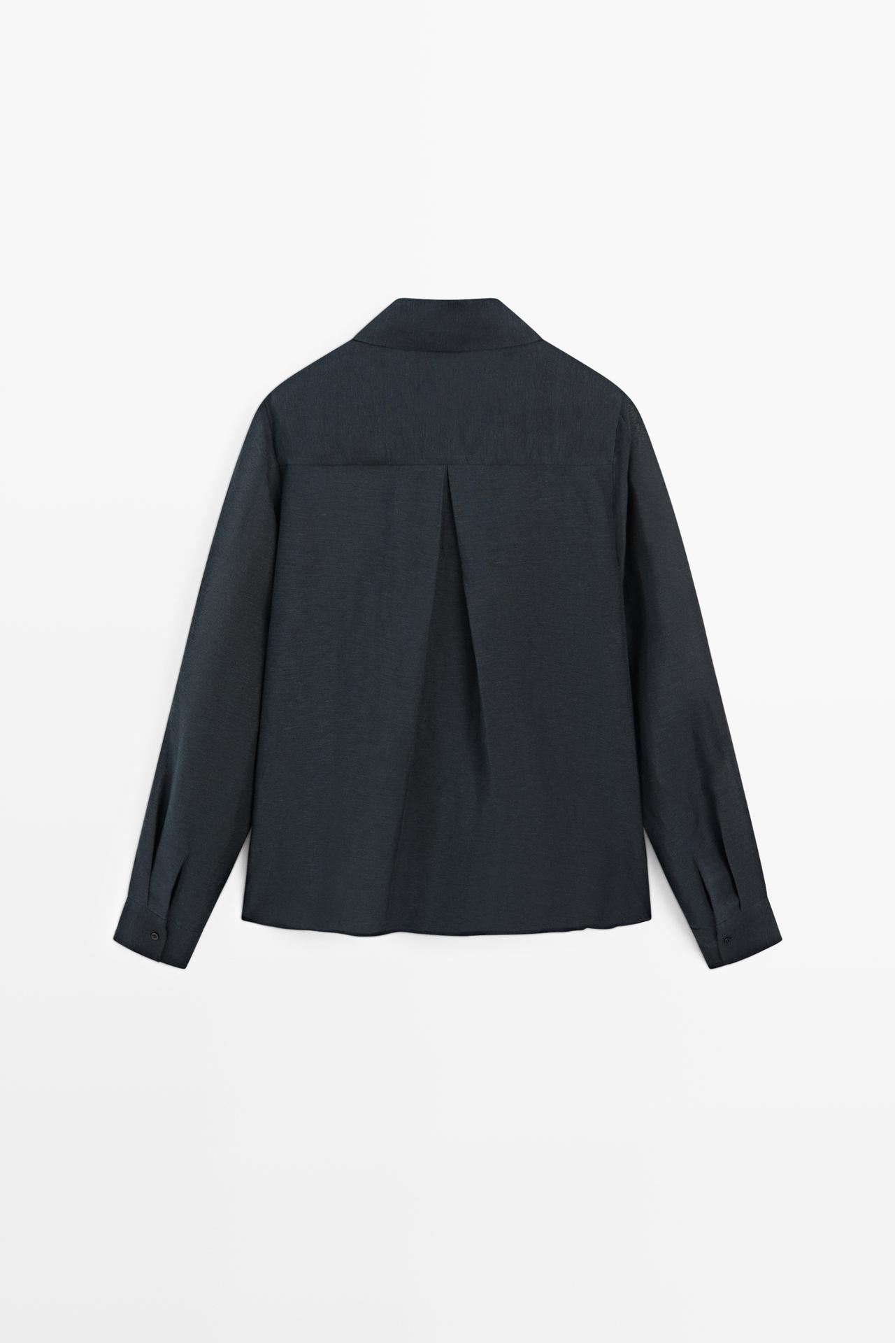 STUDIO semi-sheer flowing shirt — NAVY BLUE