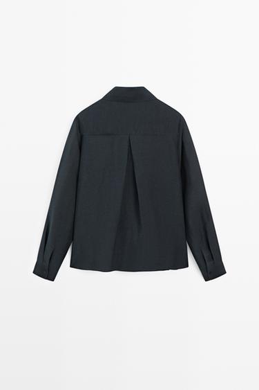 STUDIO semi-sheer flowing shirt — NAVY BLUE 6