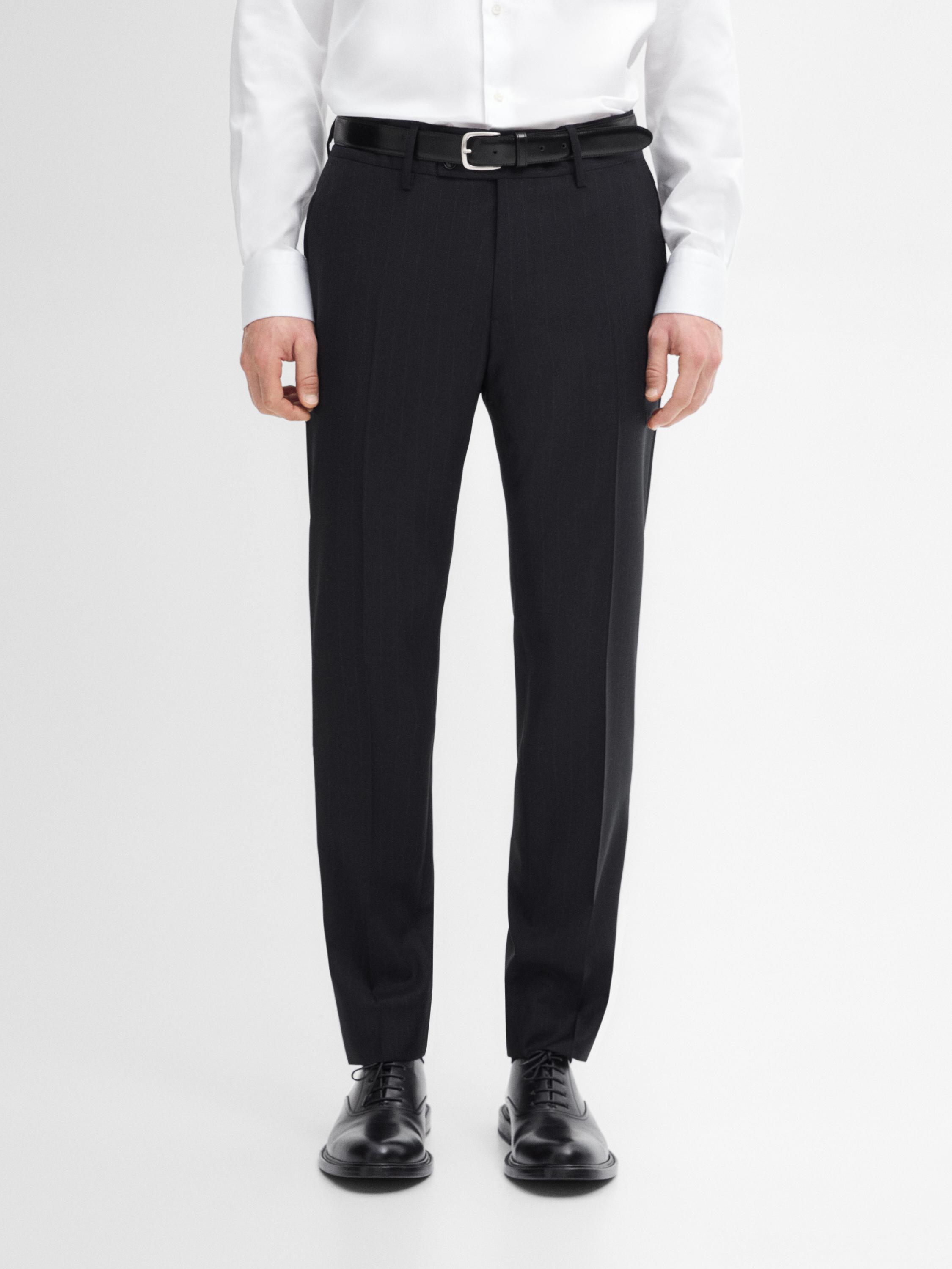 Regular fit pinstripe suit trousers