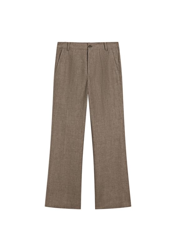 Keten karışımlı crop İspanyol paça pantolon