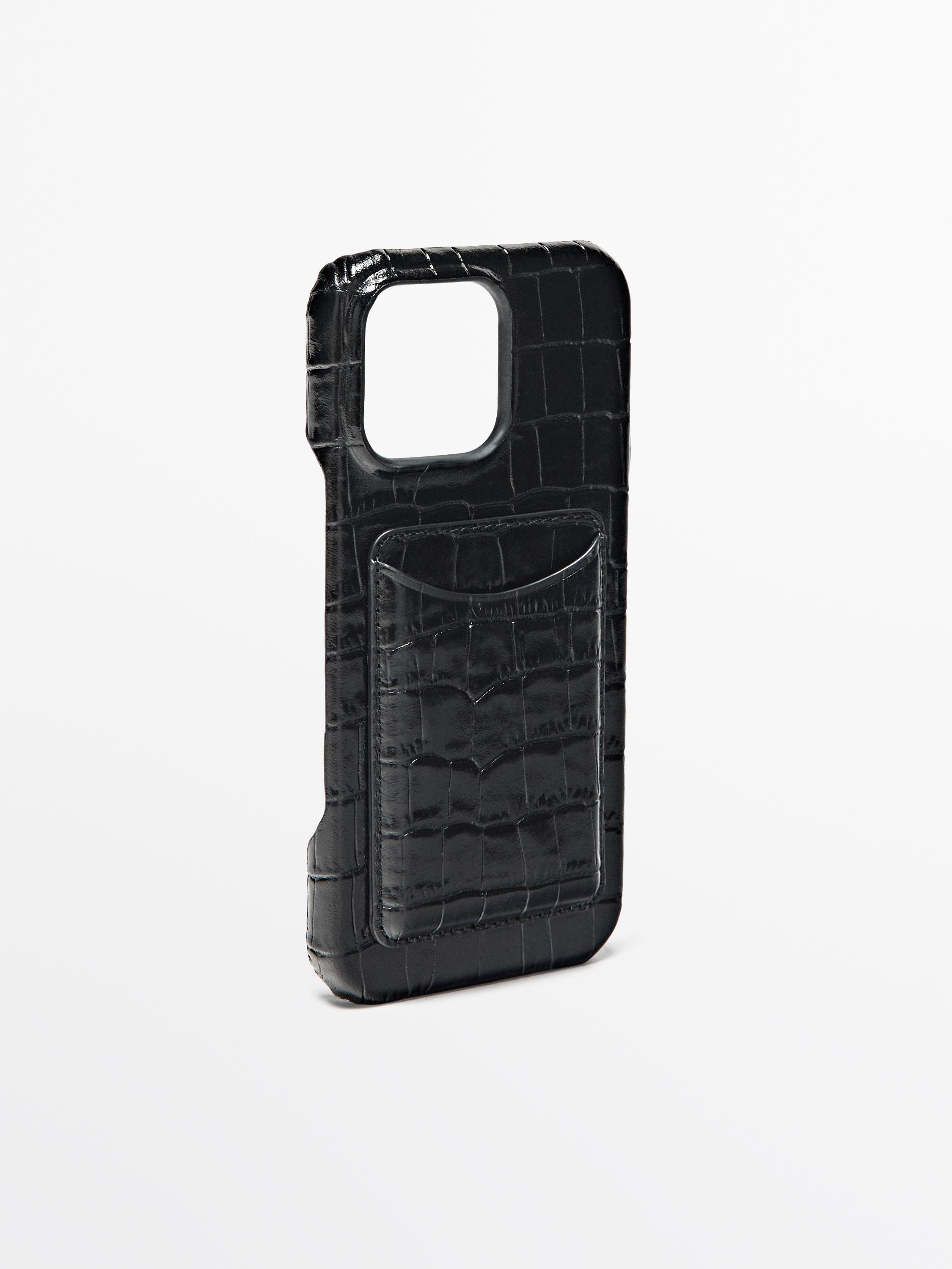 Nappa leather iPhone 16 Pro Max case — BLACK (alternate view)