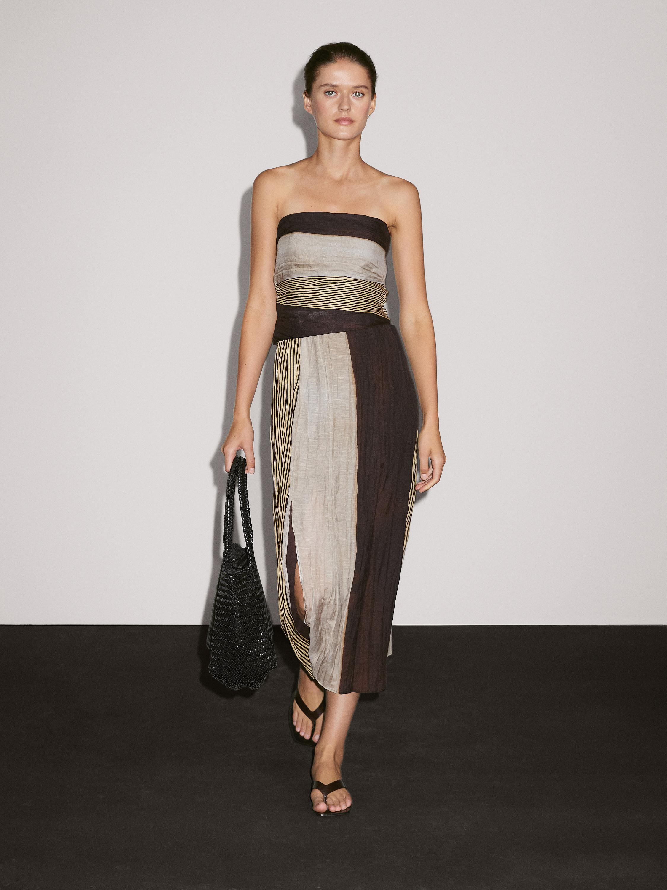 Strapless dress with gathered detail