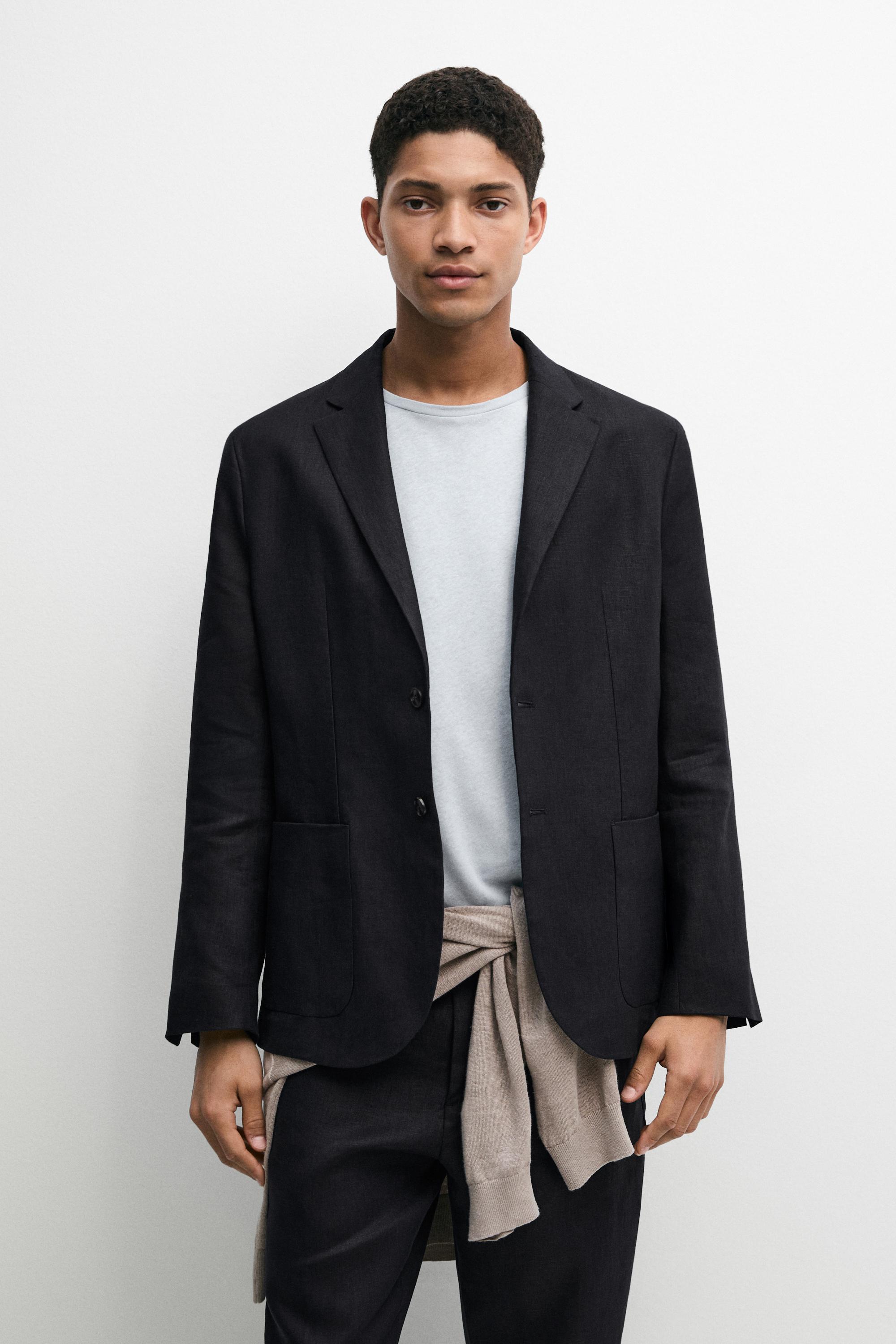 100% linen suit blazer — DEEP BLUE