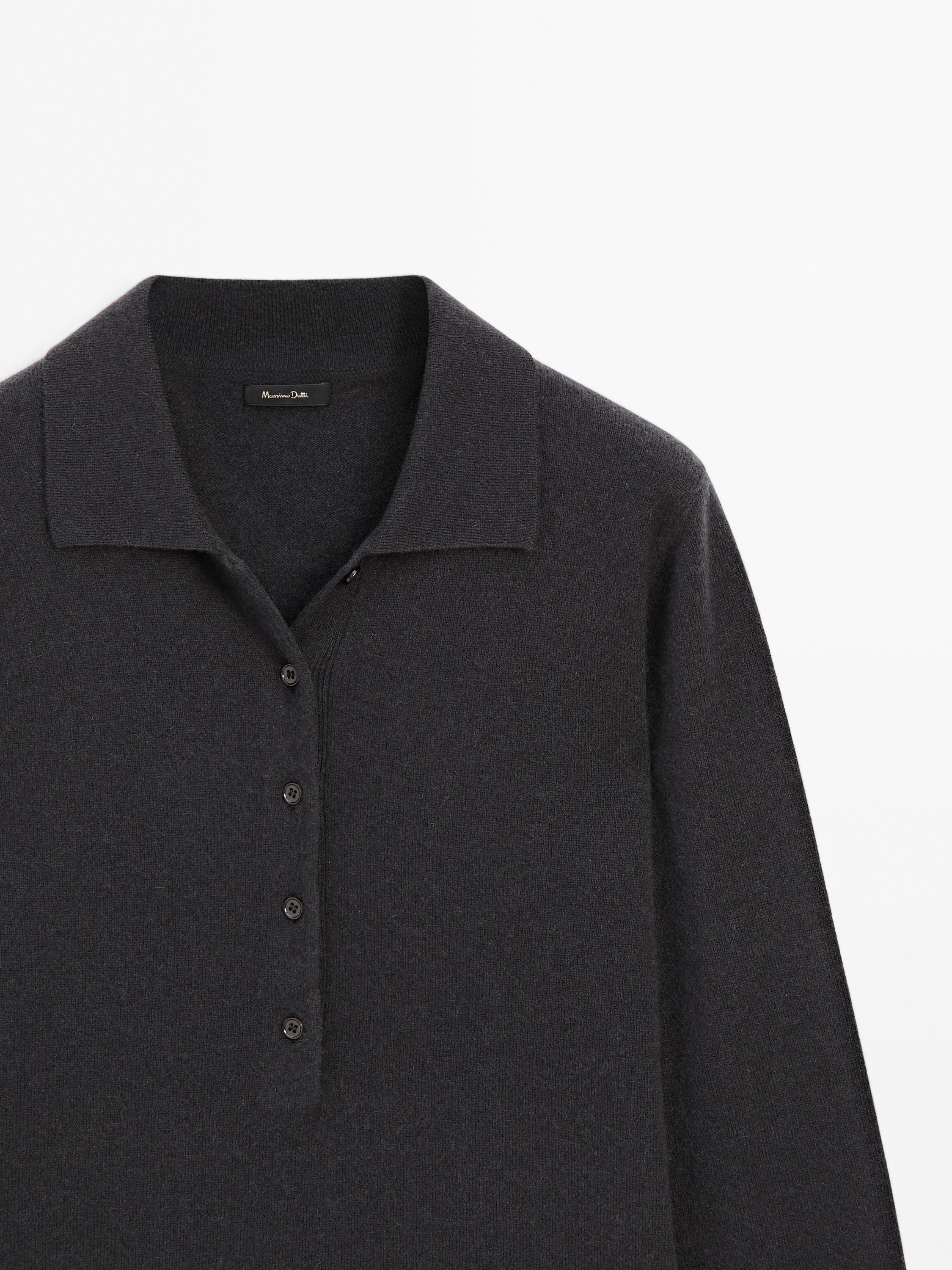 Pull polo en maille 100 % cachemire