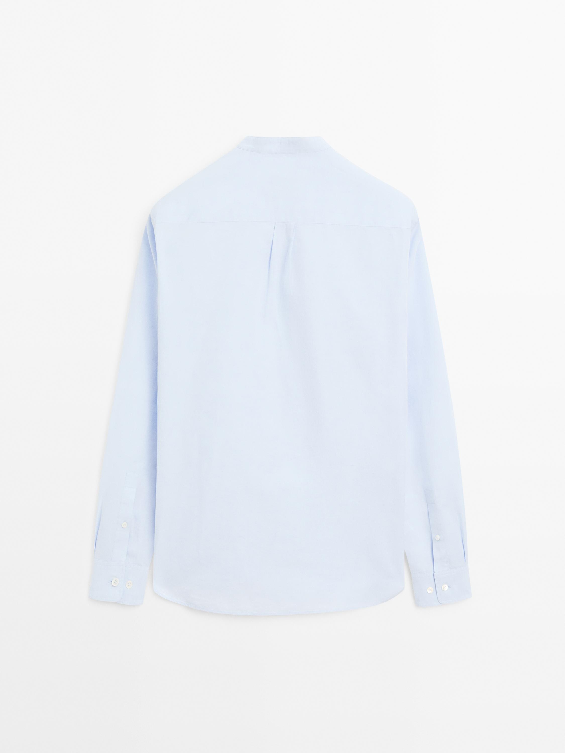 Regular fit cotton blend shirt