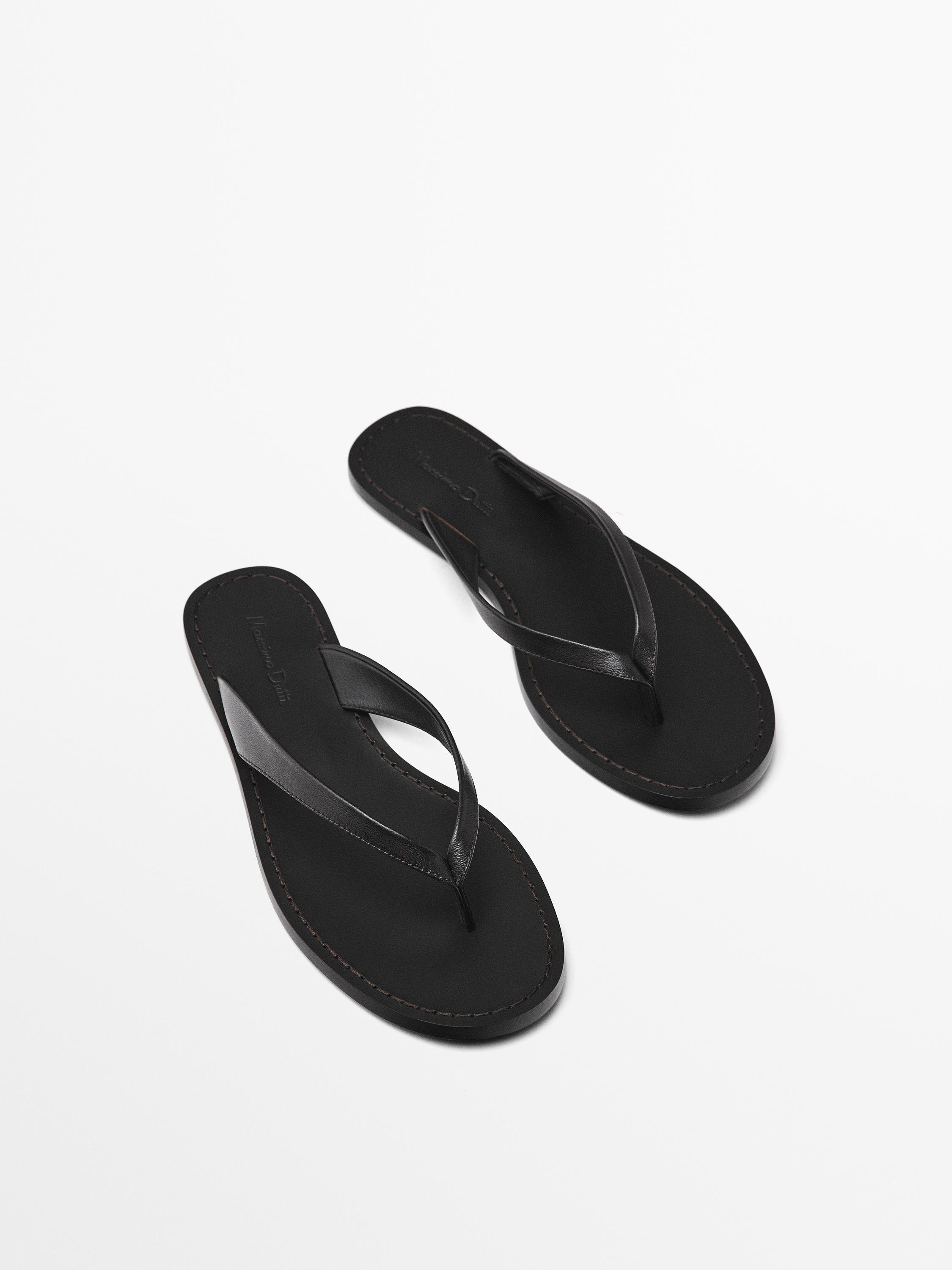 Sandales plates cuir