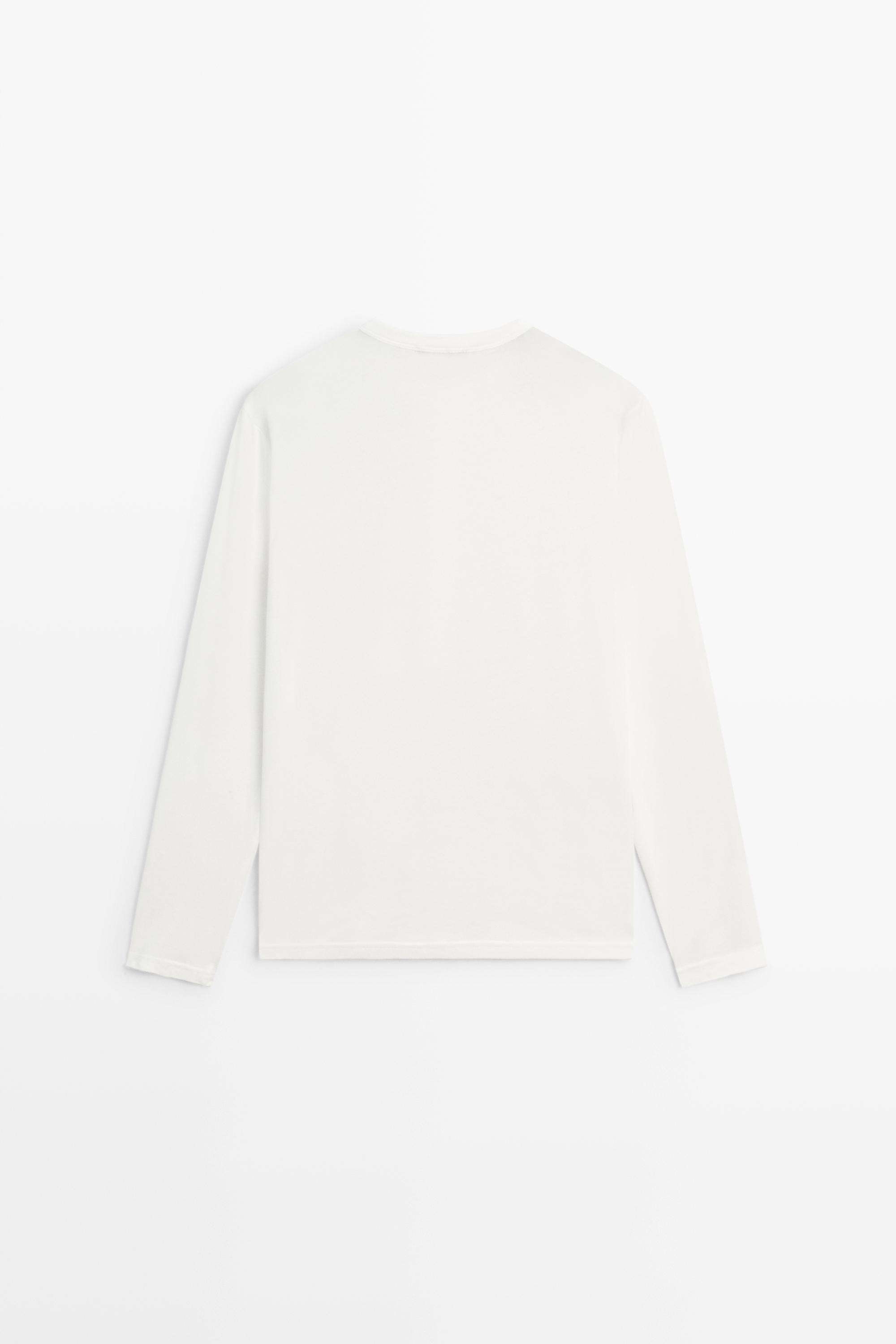 100% cotton long sleeve T-shirt — WHITE
