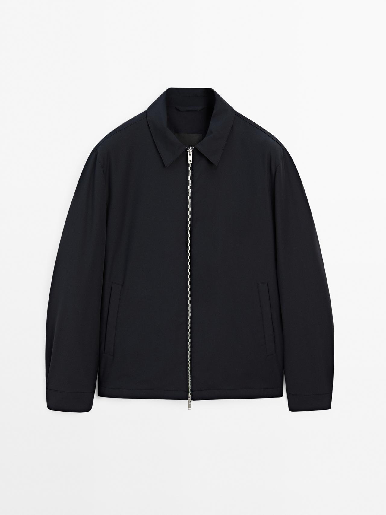 Massimo Dutti - Herre - Let, Vandafvisende Jakke - Marineblå - Xxl