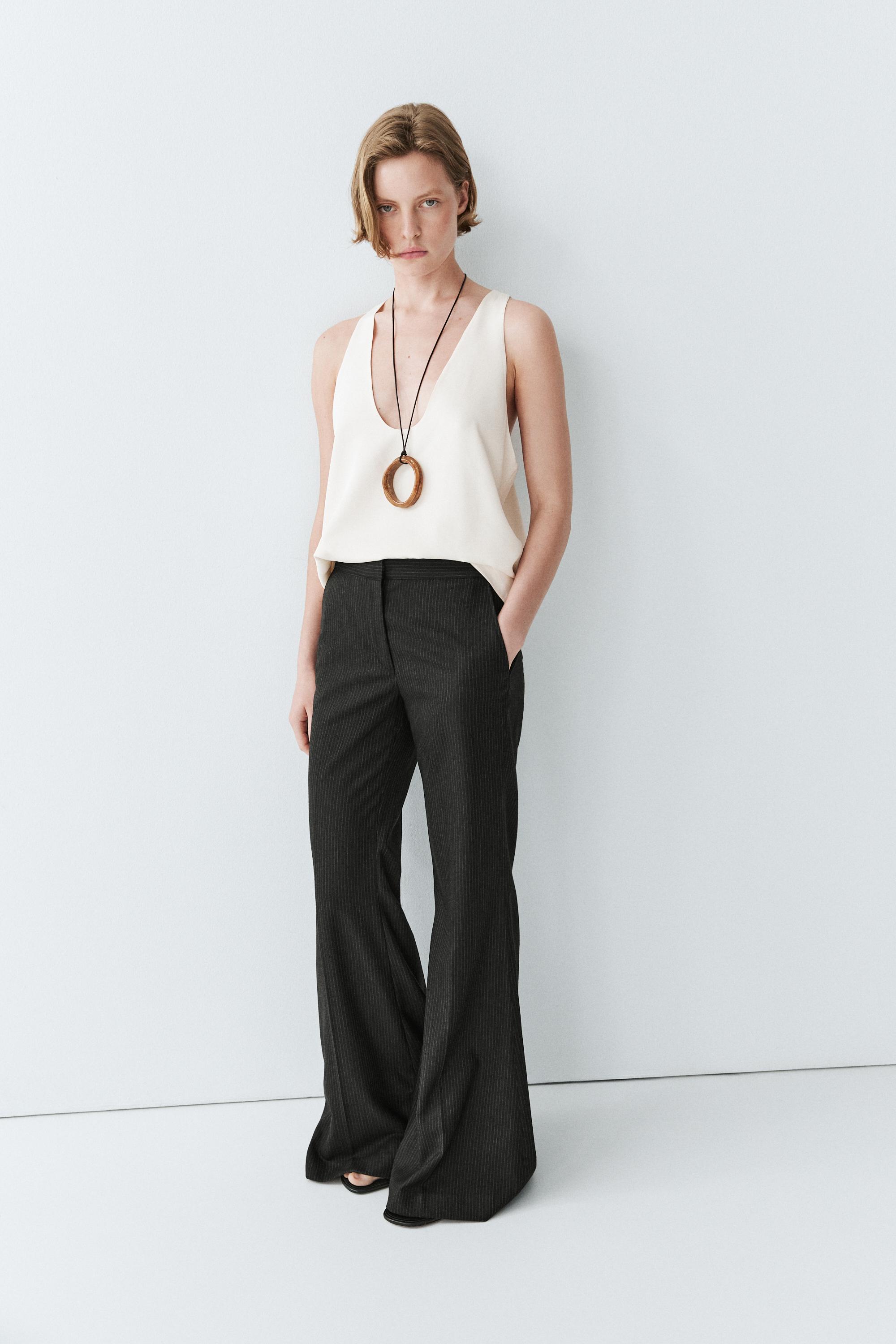 Flare fit pinstripe trousers — CHARCOAL