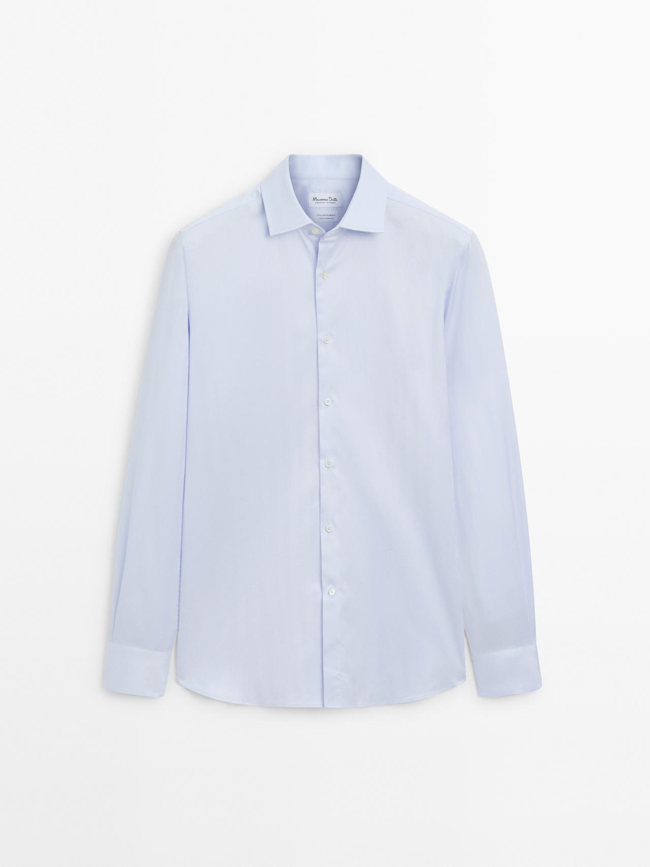 Massimo Dutti - Herre - Slim Fit Skjorte I 100 % Bomuld - Himmelblå - 43