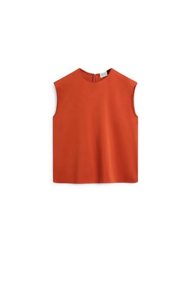 Cotton blend poplin top - LIMITED EDITION — ORANGE 5