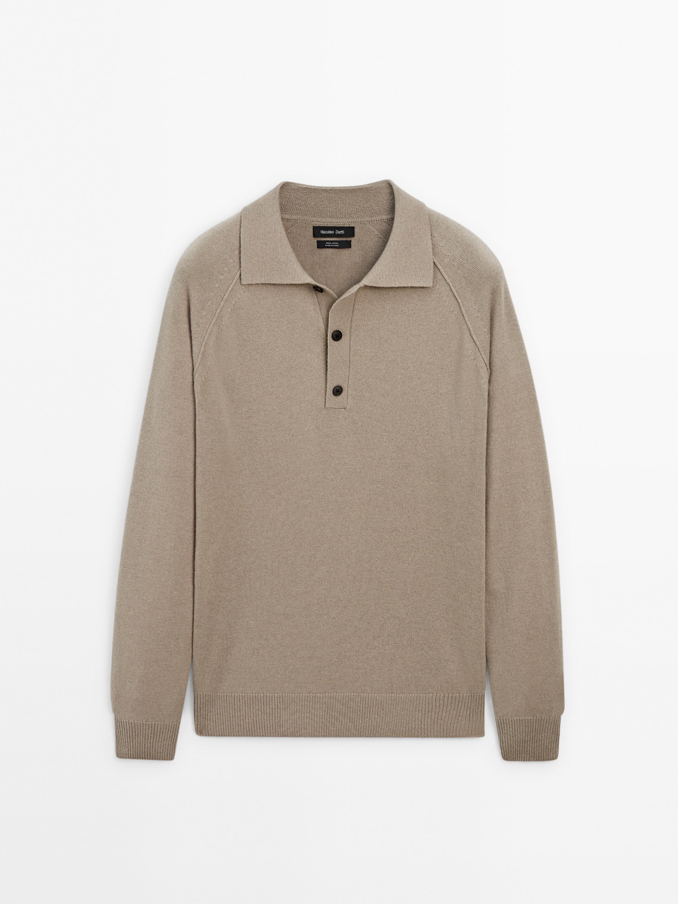Tricot wollen trui met polokraag