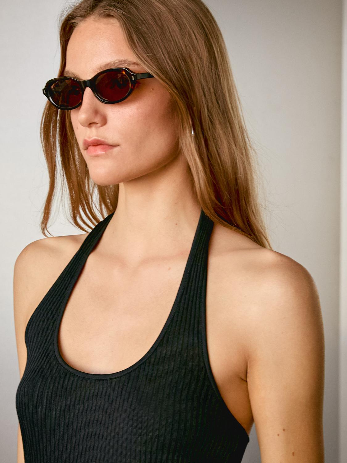 Top halter canneté