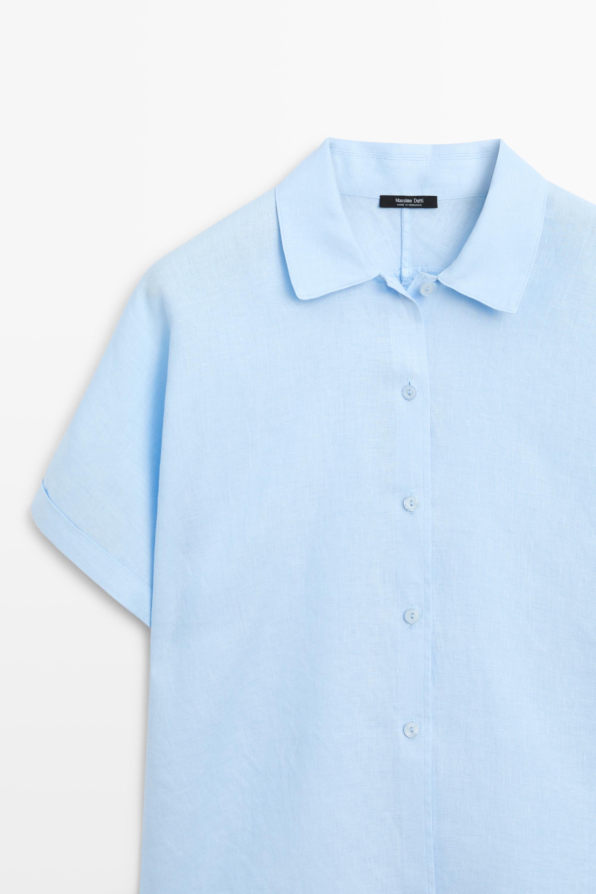 Camicia a maniche corte 100% lino