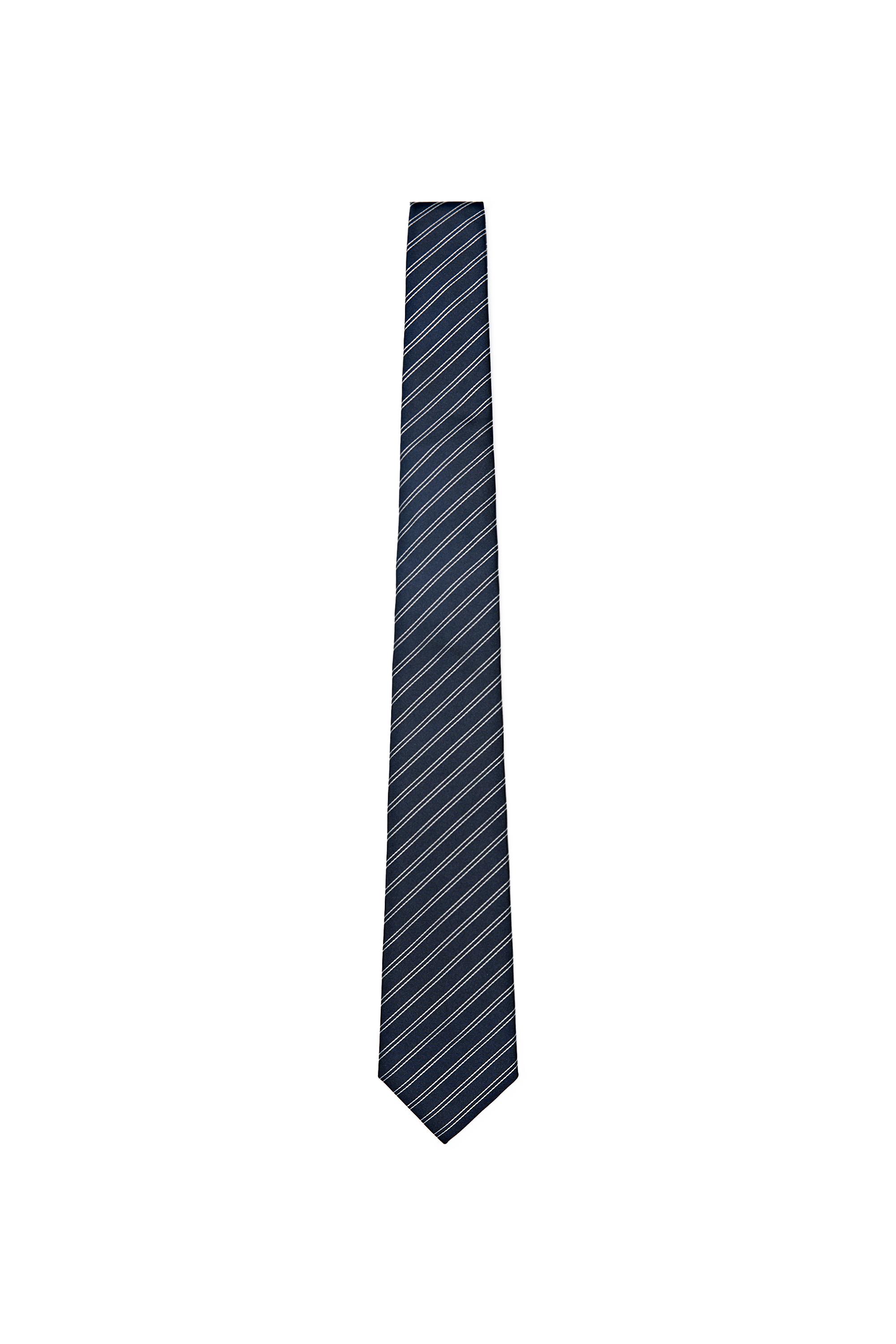 100% silk double stripe tie — NAVY BLUE