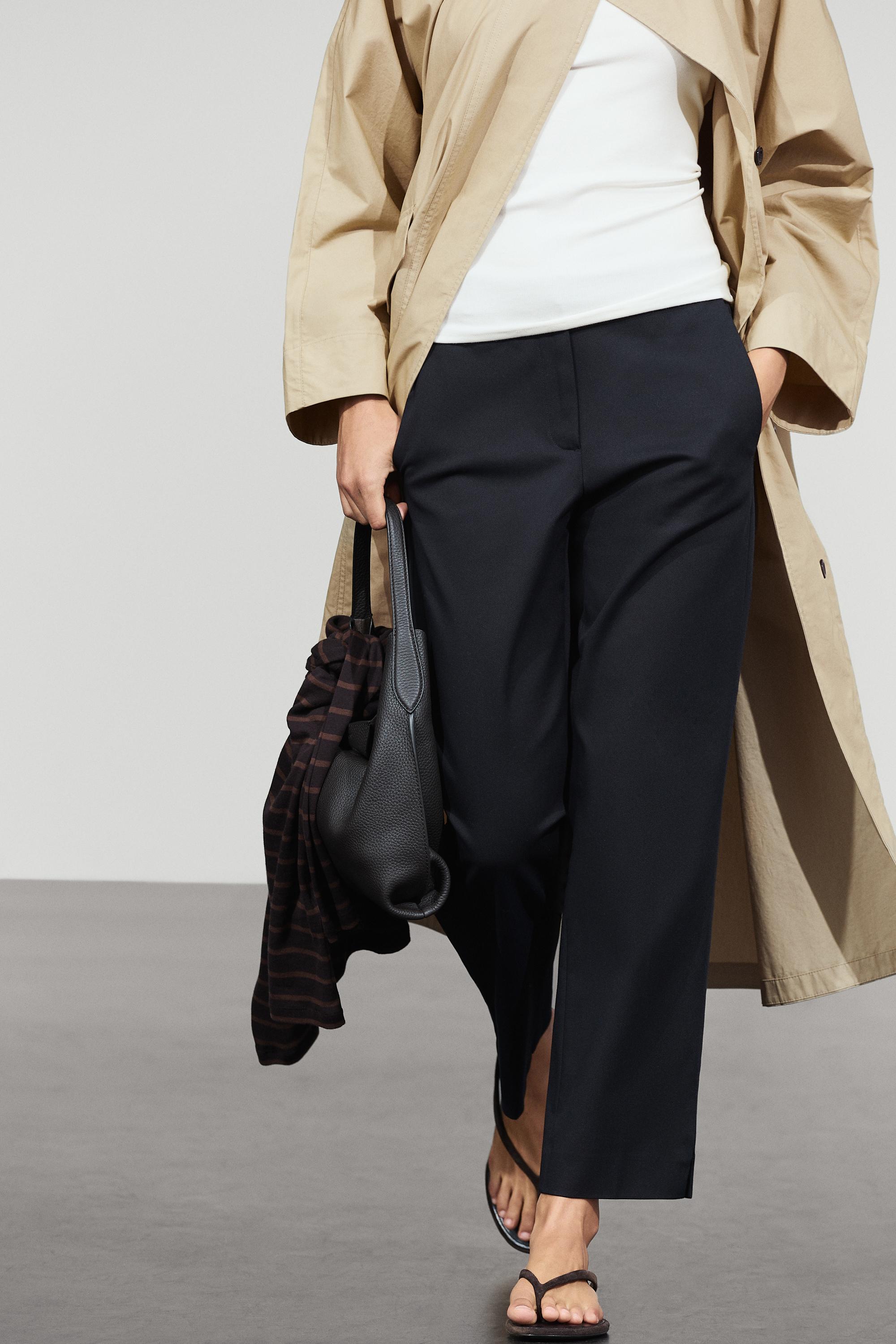 Straight stretch trousers — NAVY BLUE