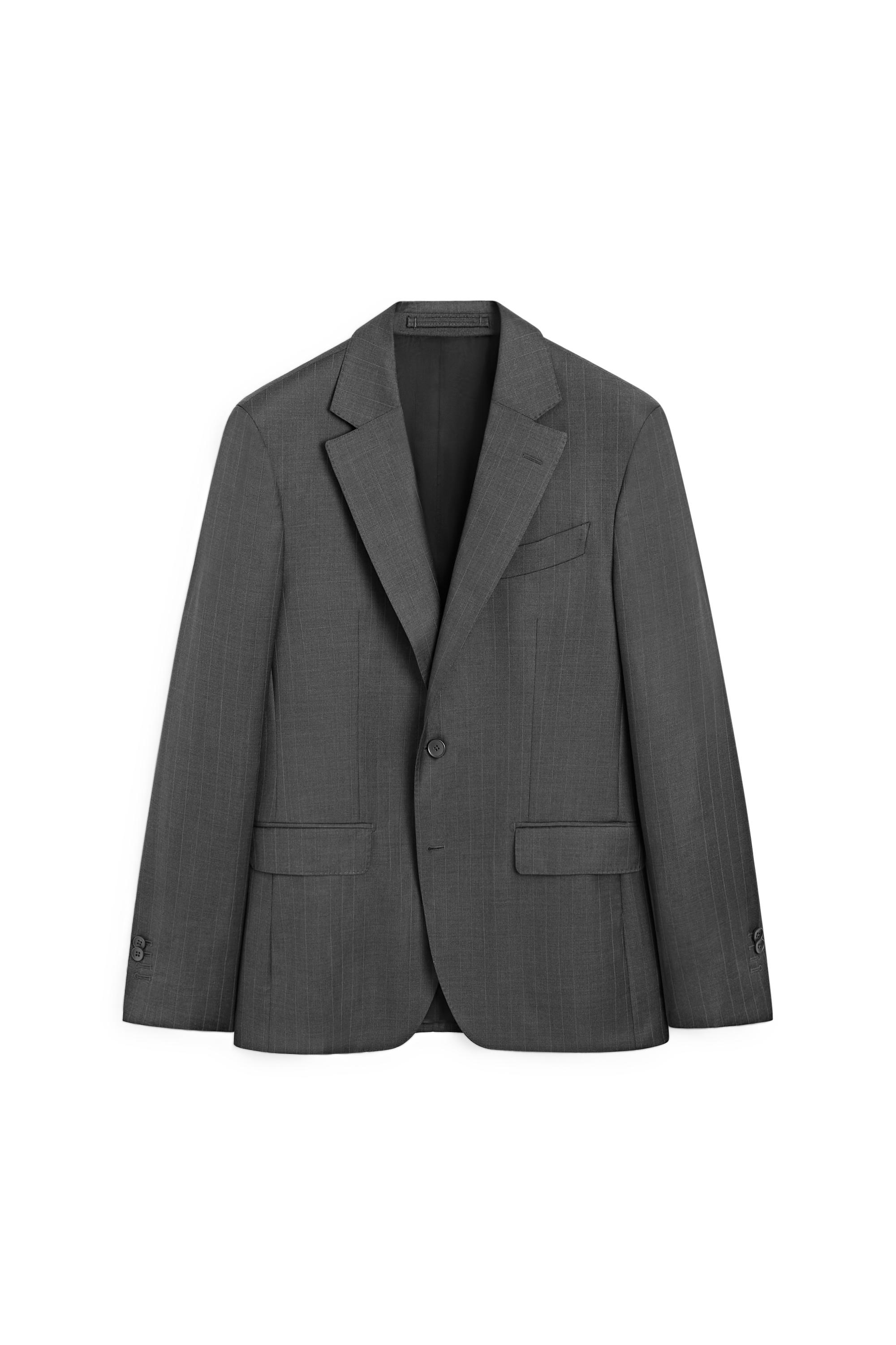 100% wool striped suit blazer — CHARCOAL