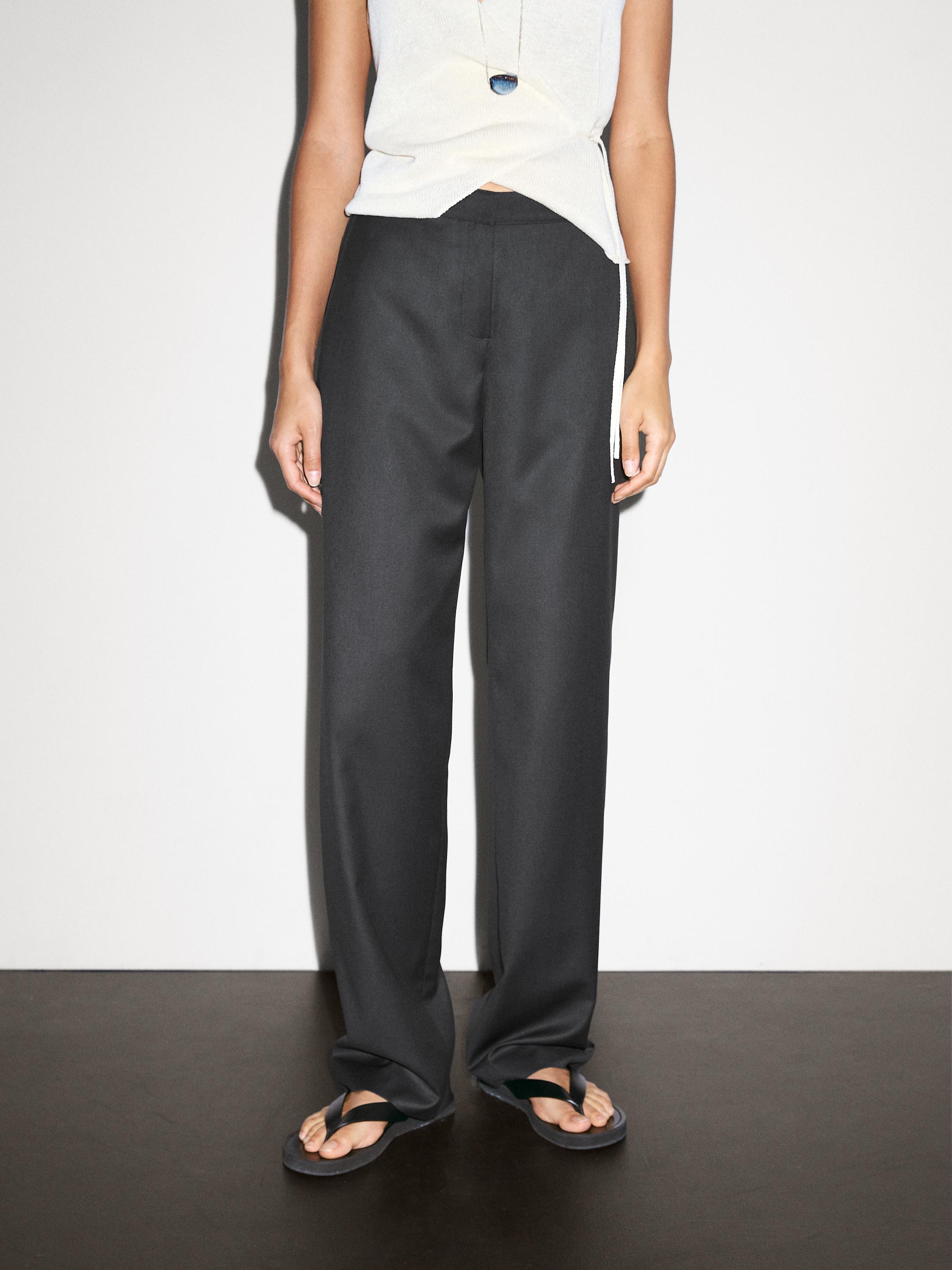 Flowing low-rise straight-leg trousers