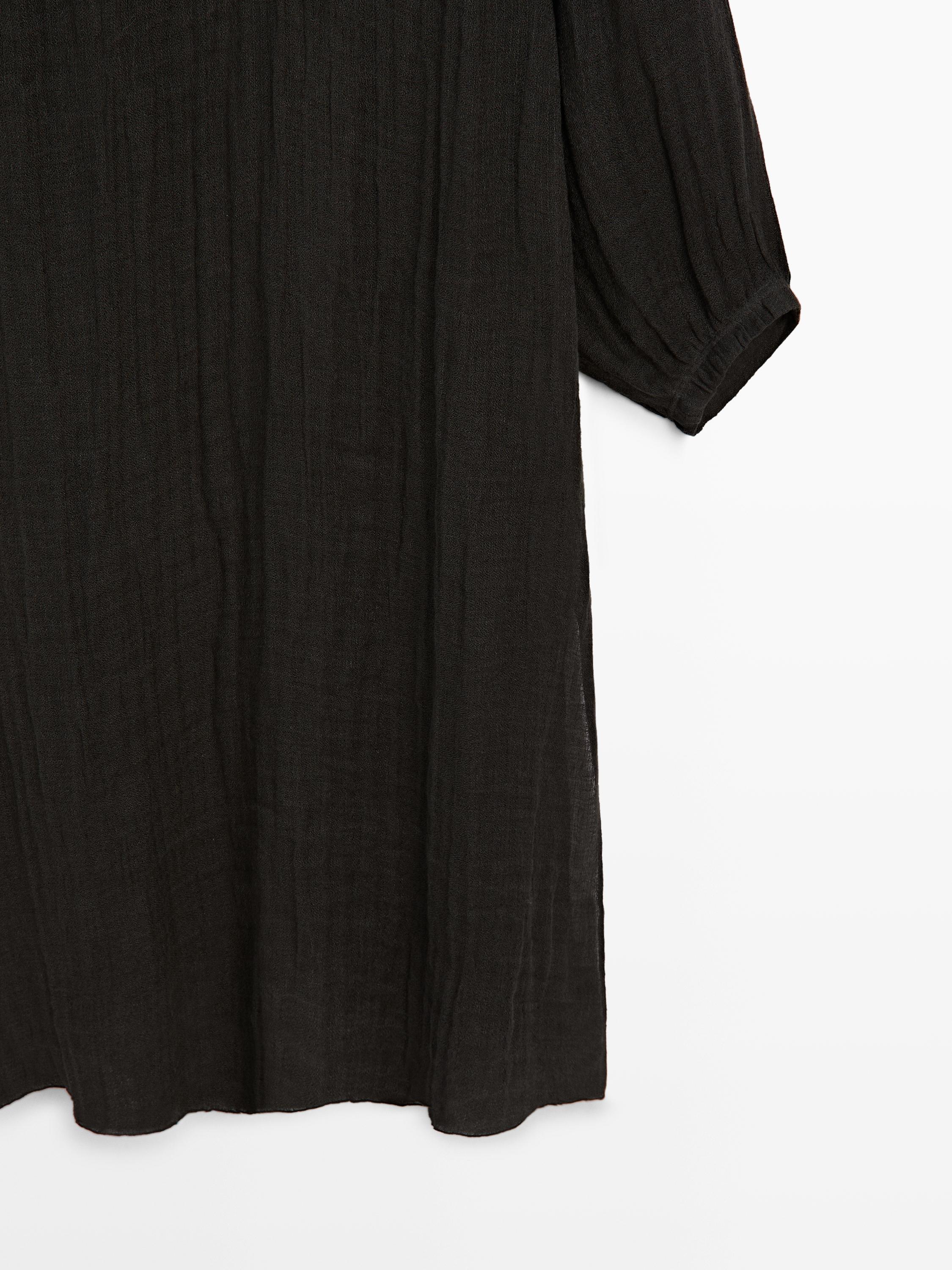Flowing 100% linen long oversize blouse — DARK GREY