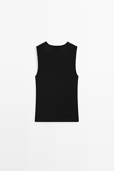 Cotton-blend camisole — BLACK 6