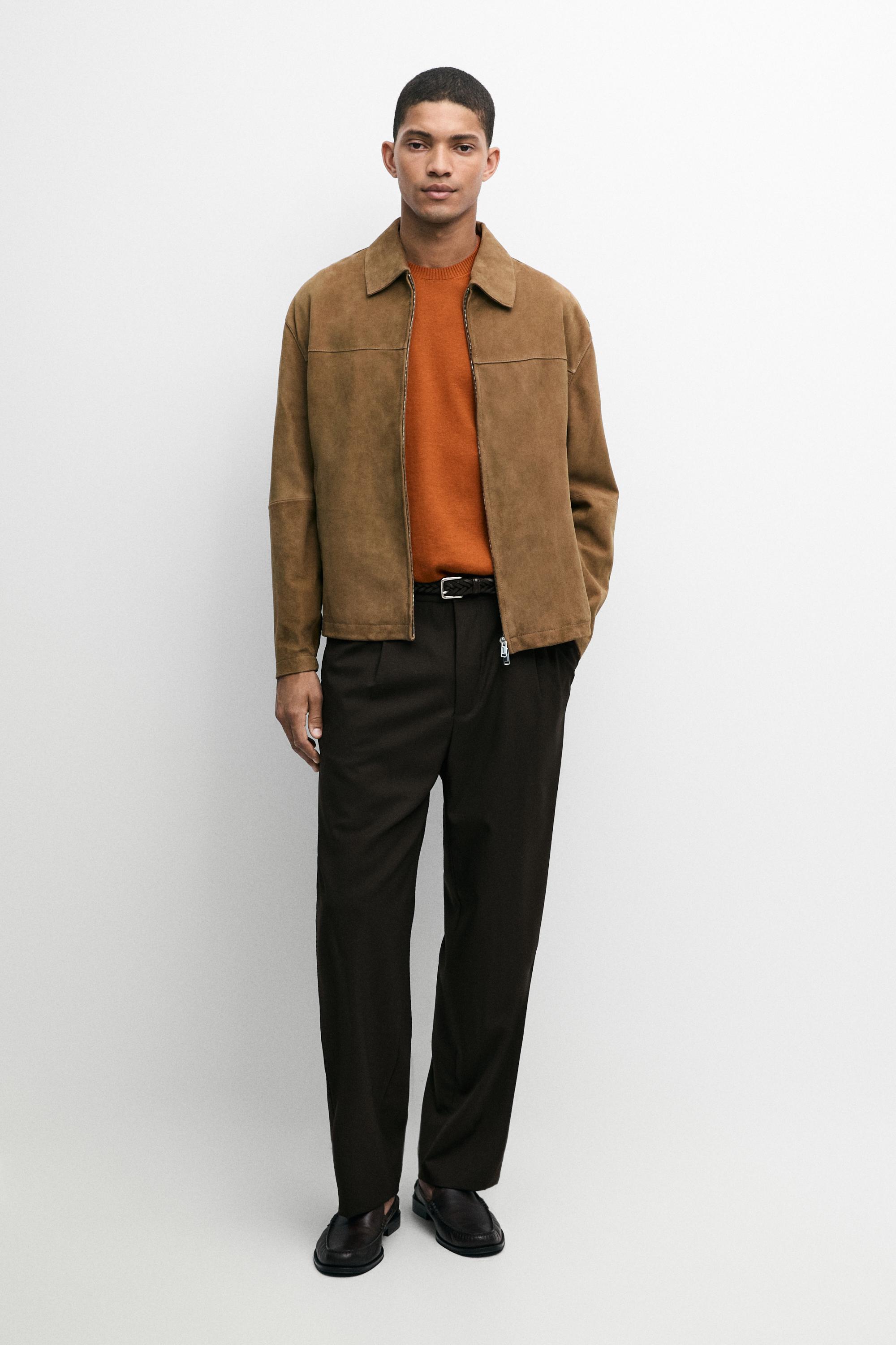 Suede leather jacket — Light Beige