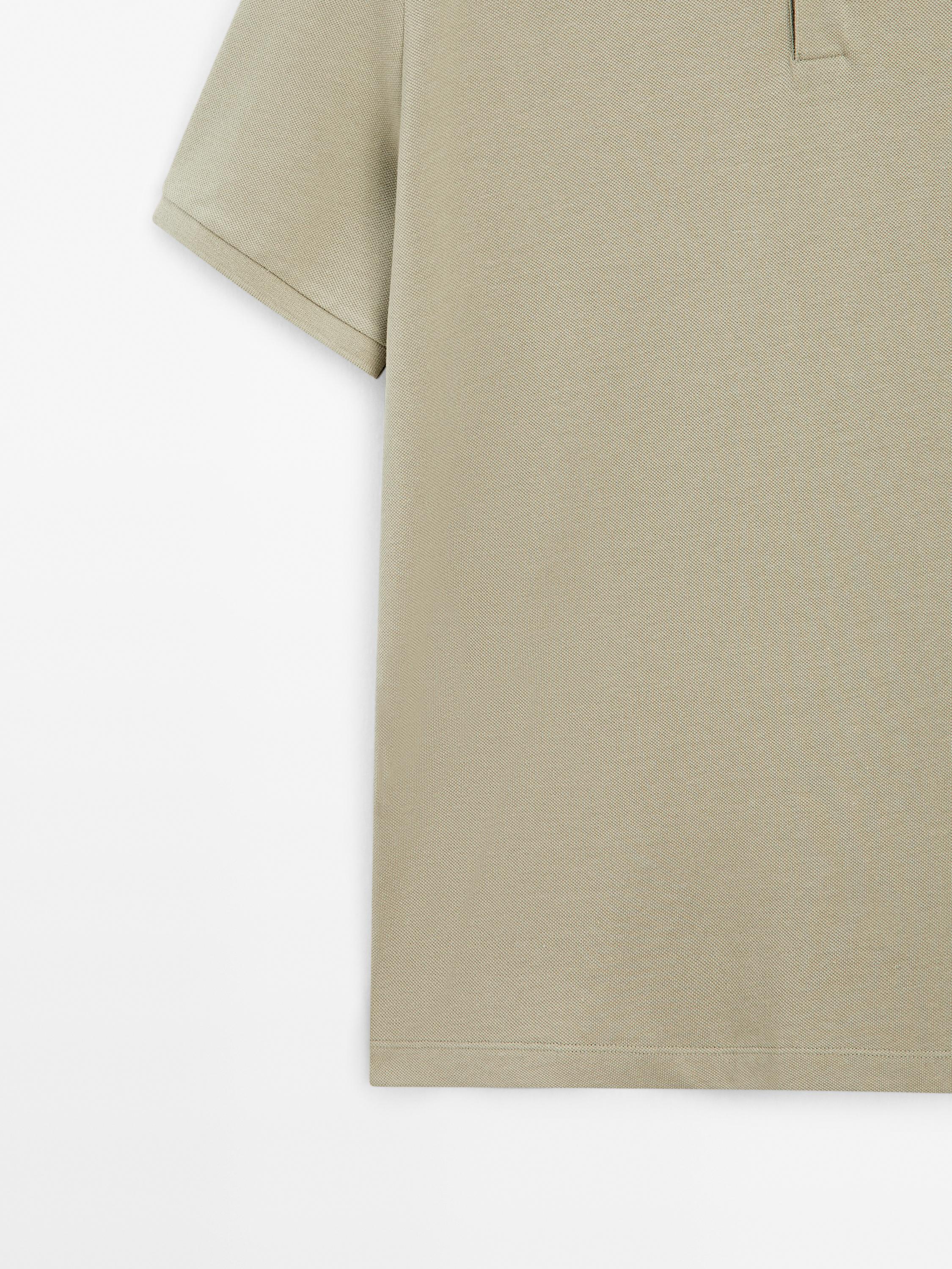 Micro textured piqué cotton polo shirt