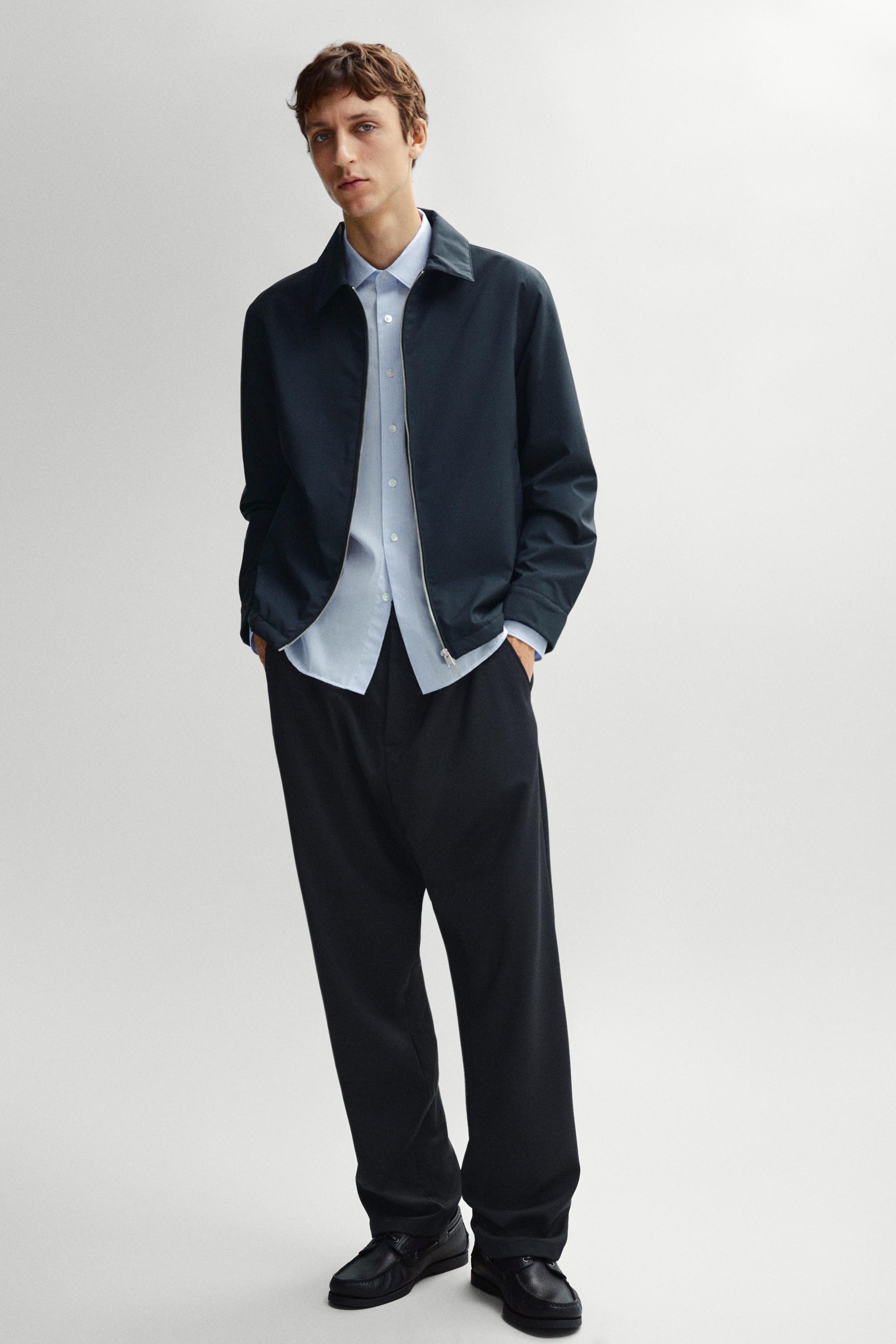 Lightweight jacket with collar detail — NAVY BLUE