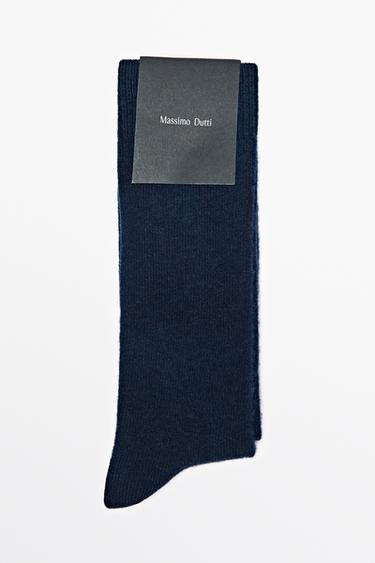 Plain knit wool socks — NAVY BLUE 1