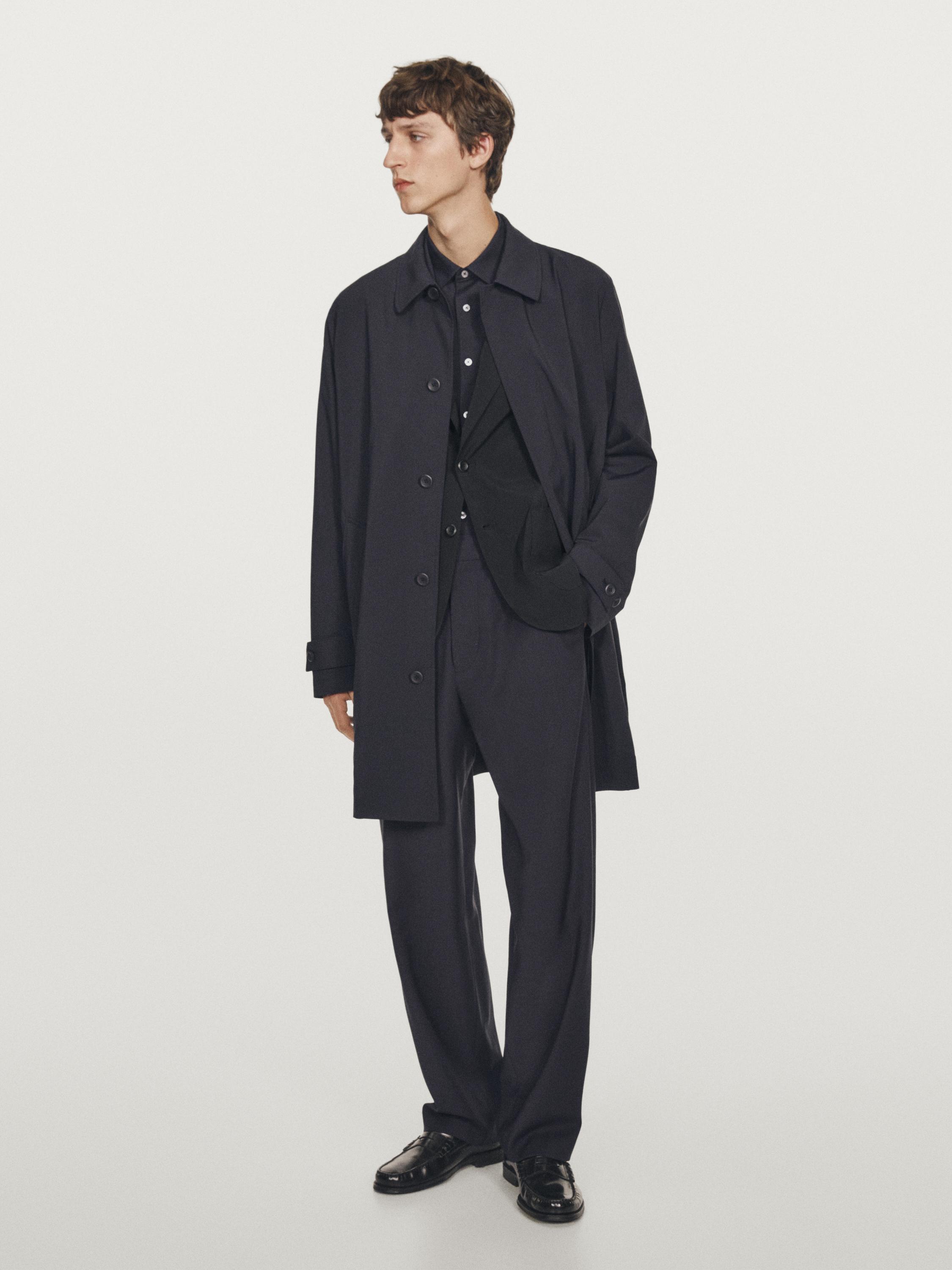 Lightweight trench coat with hidden buttons