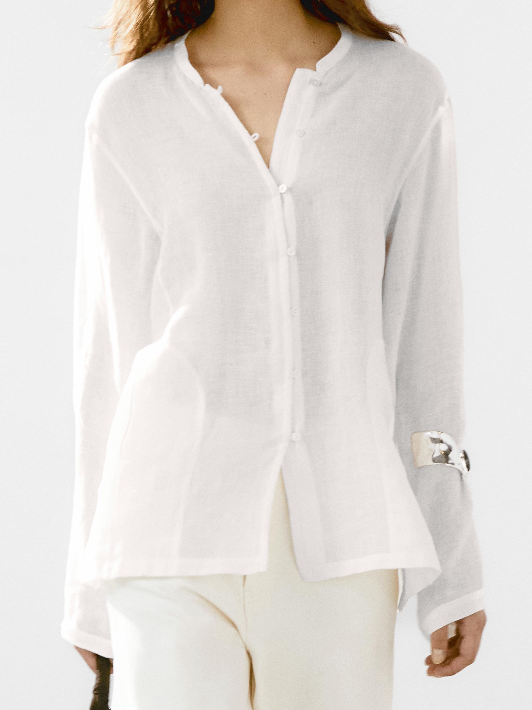 100% linen stand-up collar shirt