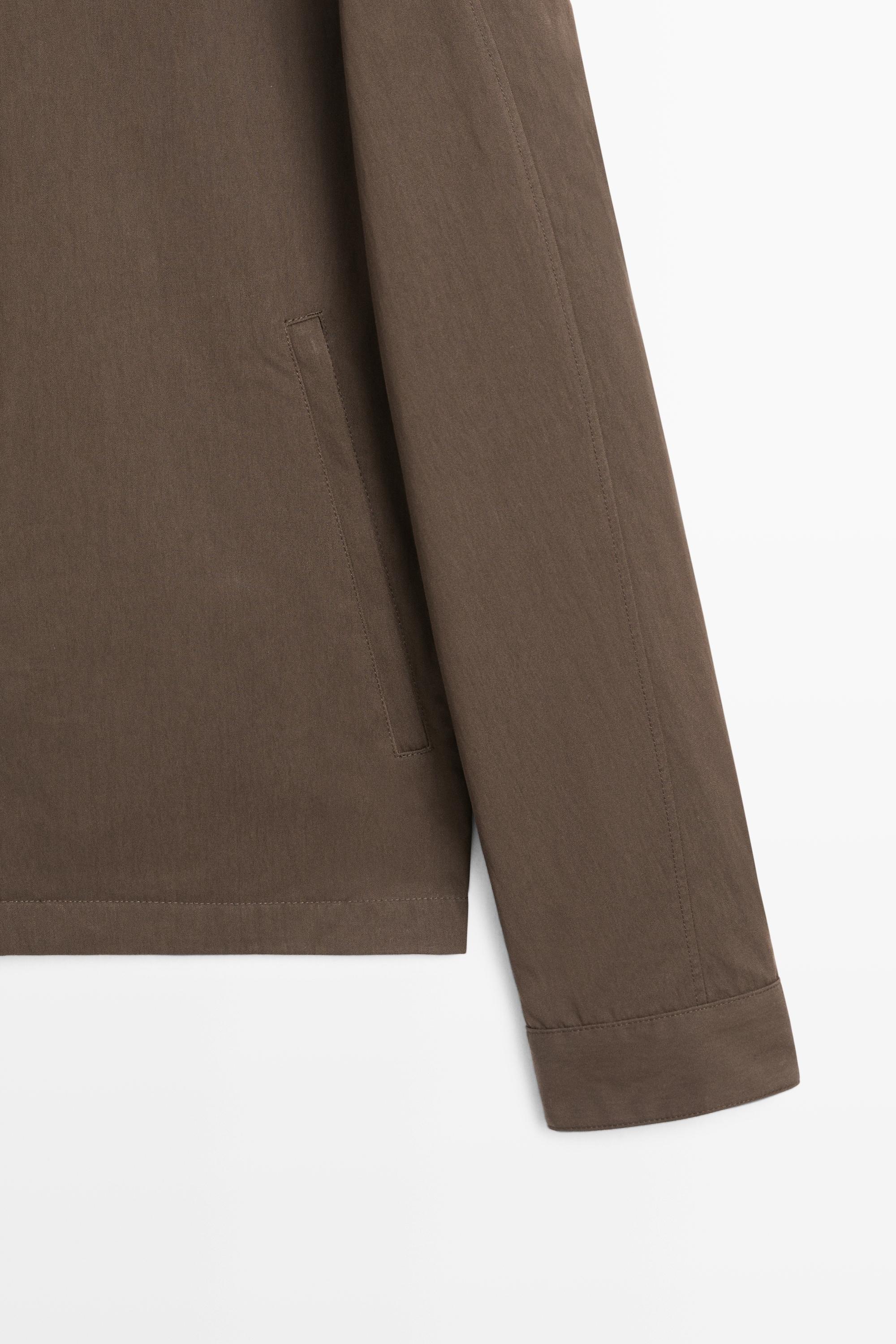Cotton blend high-neck jacket — Chocolate