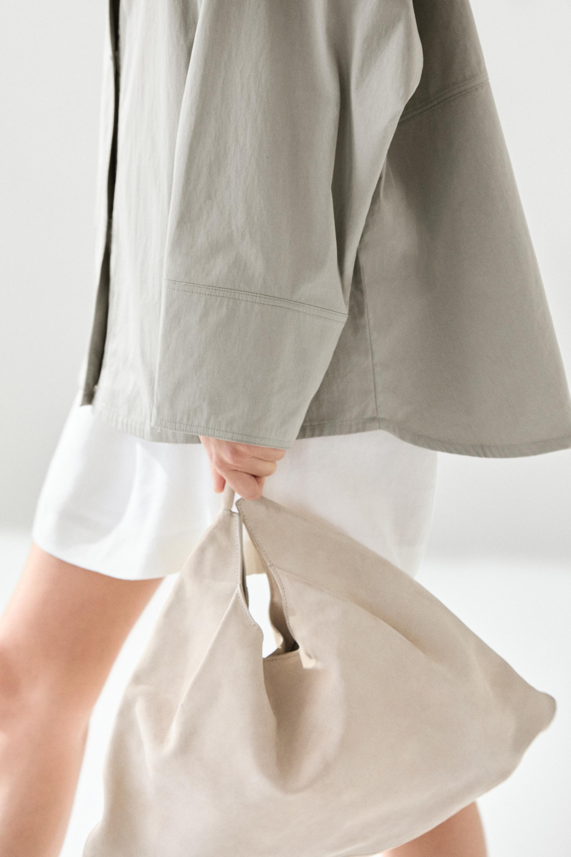 Cotton blend high neck jacket — BLUISH GREY