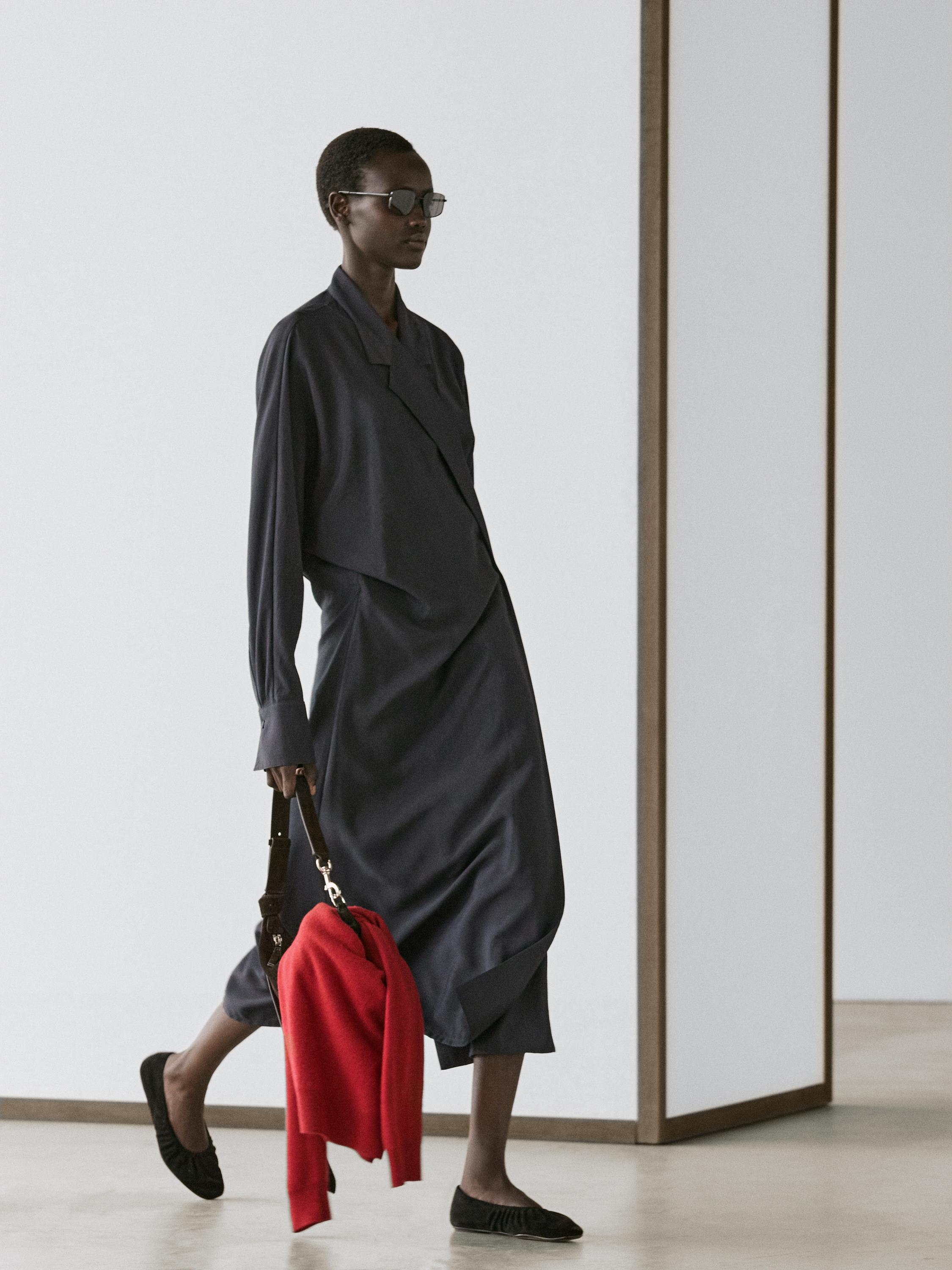 Midi dress with draped detail — LEAD