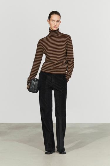 Wool-cashmere blend knit turtleneck sweater — BURGUNDY 8