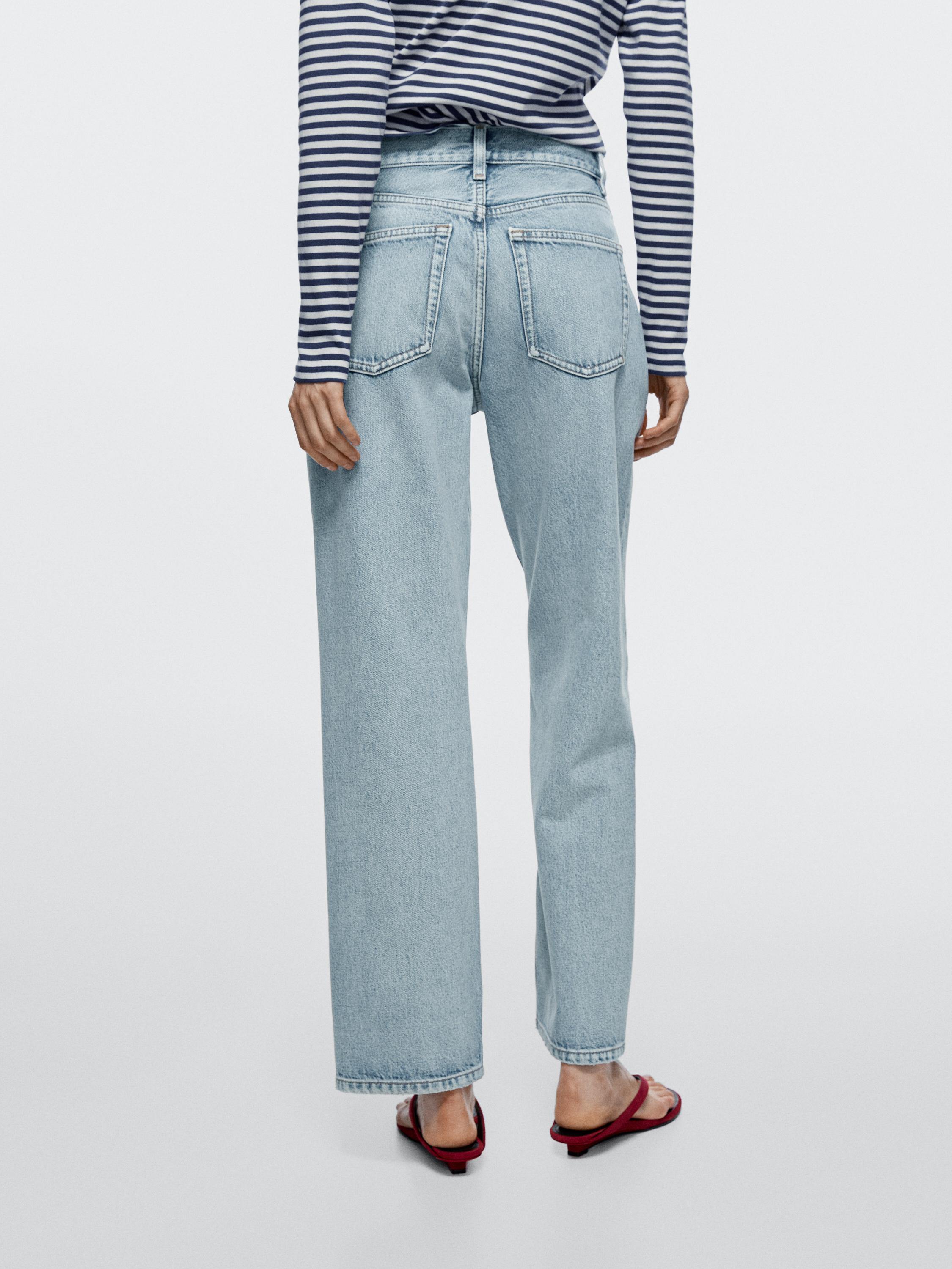 Straight-leg high-waist jeans — Light Blue