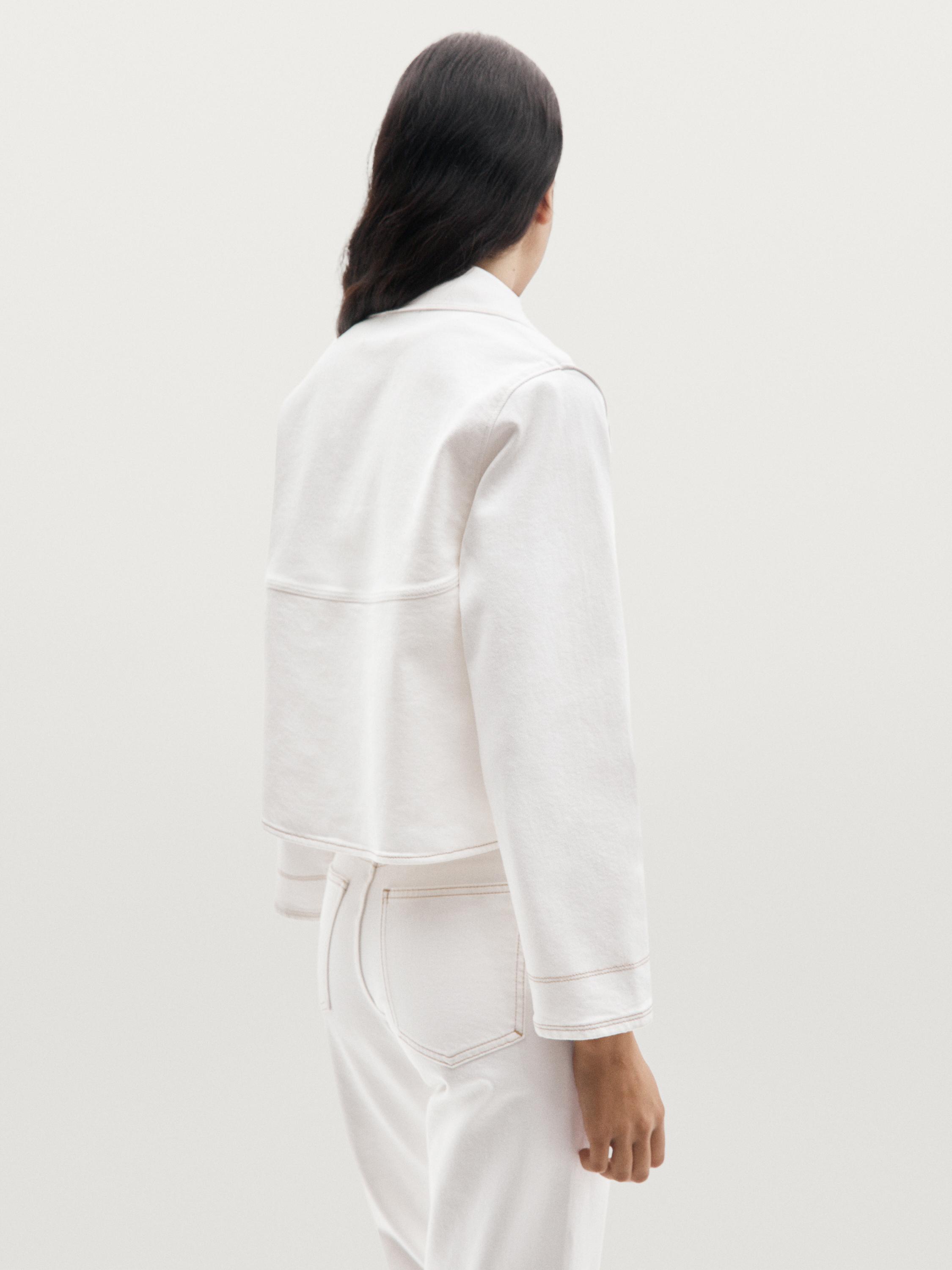 Straight-leg jeans with hem detail — WHITE