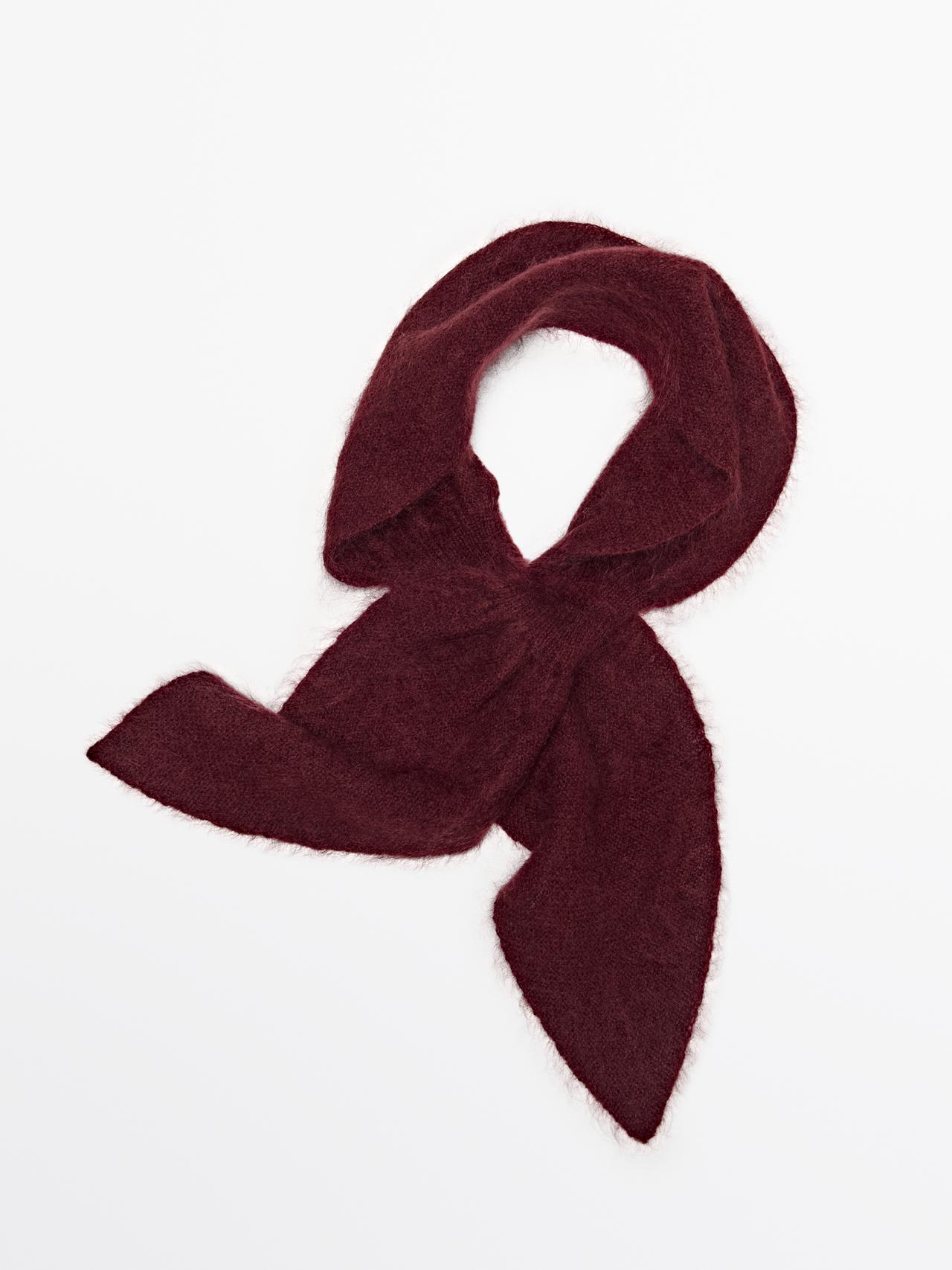 Massimo Dutti - Dame - Strikket Bindeslips I 100% Kashmir - Bordeaux - 01