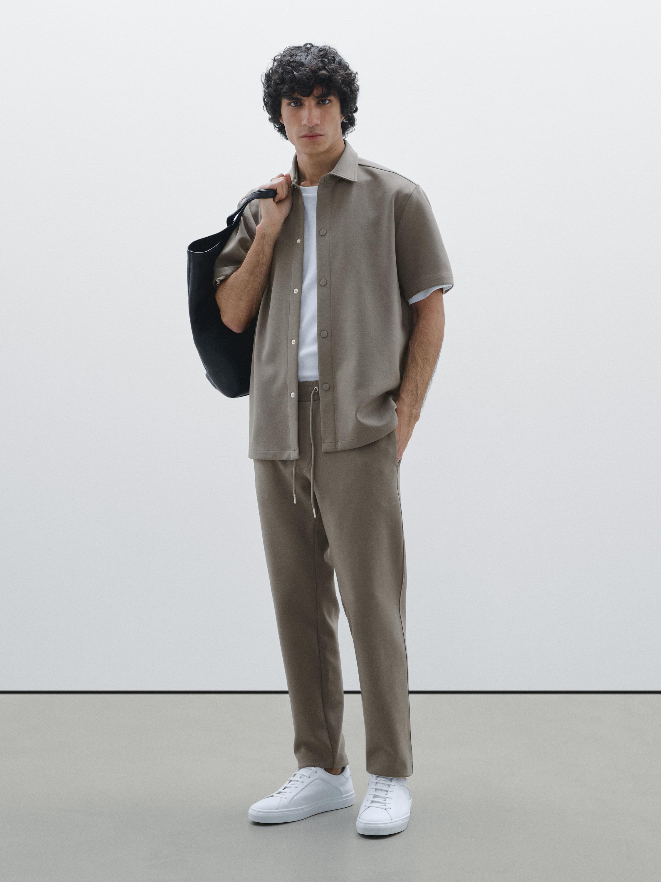 Chemise boutons-pression en coton mélangé