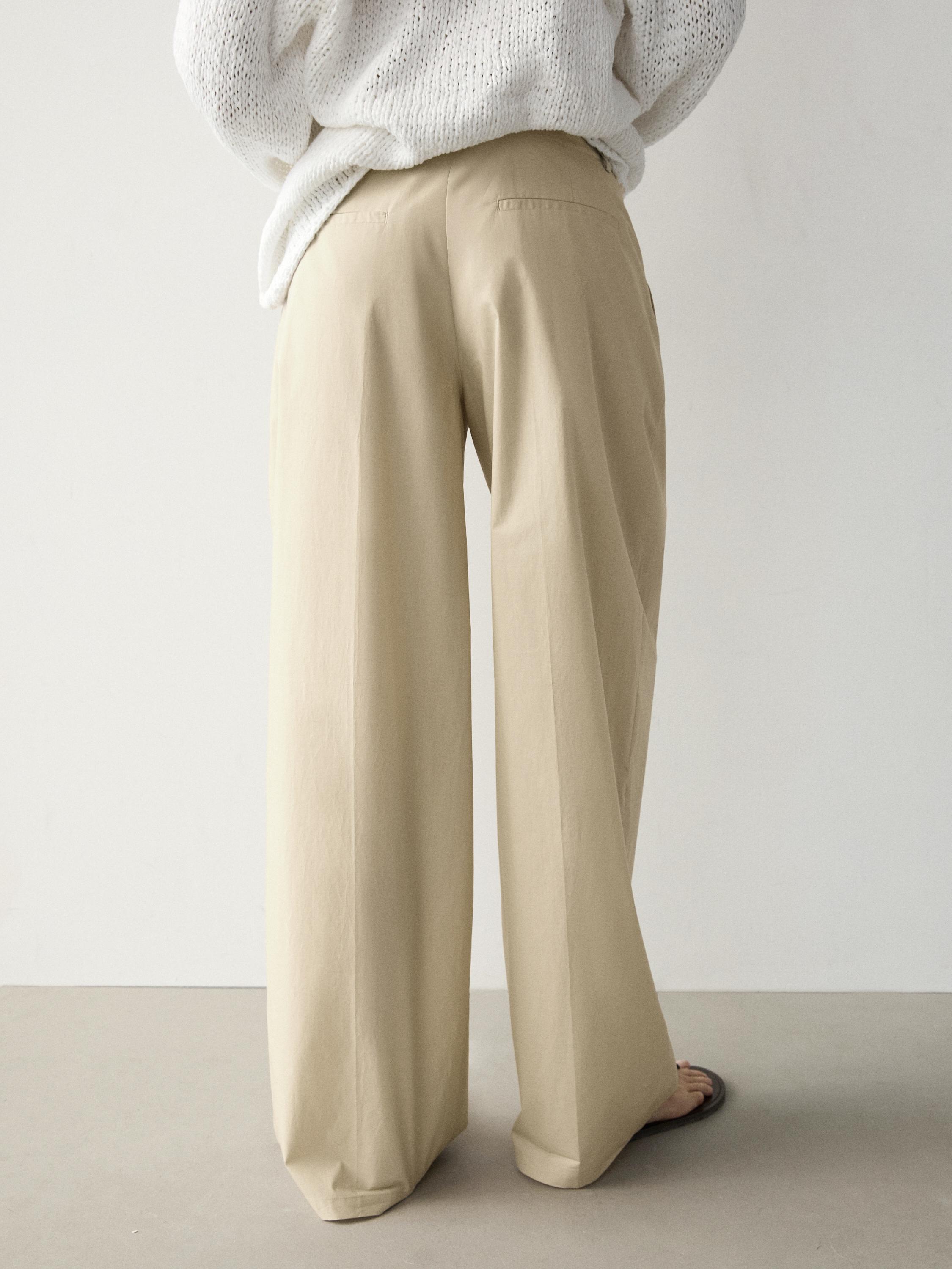 Wide-leg cotton trousers — SAND