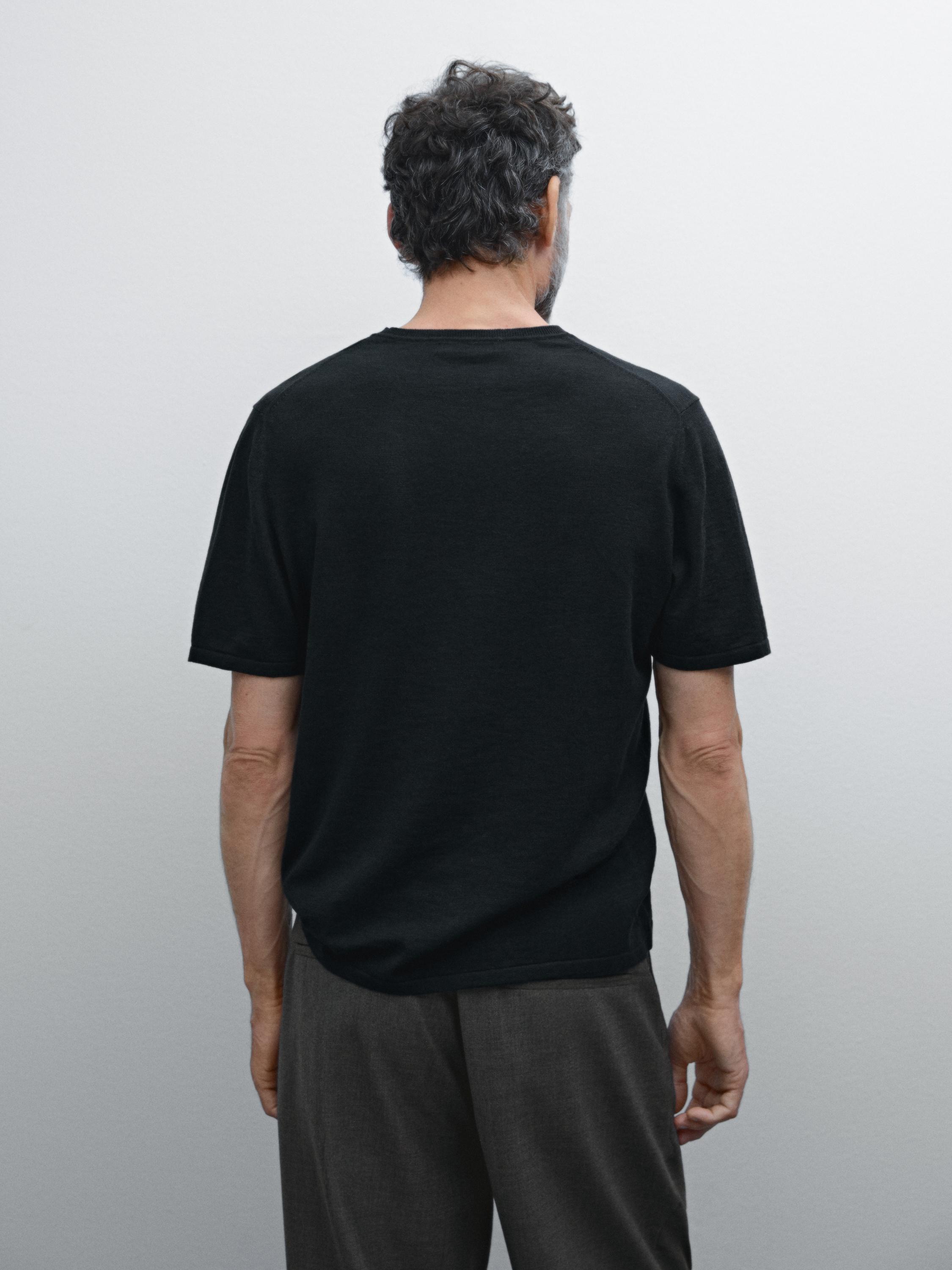 Cotton blend knit short sleeve sweater