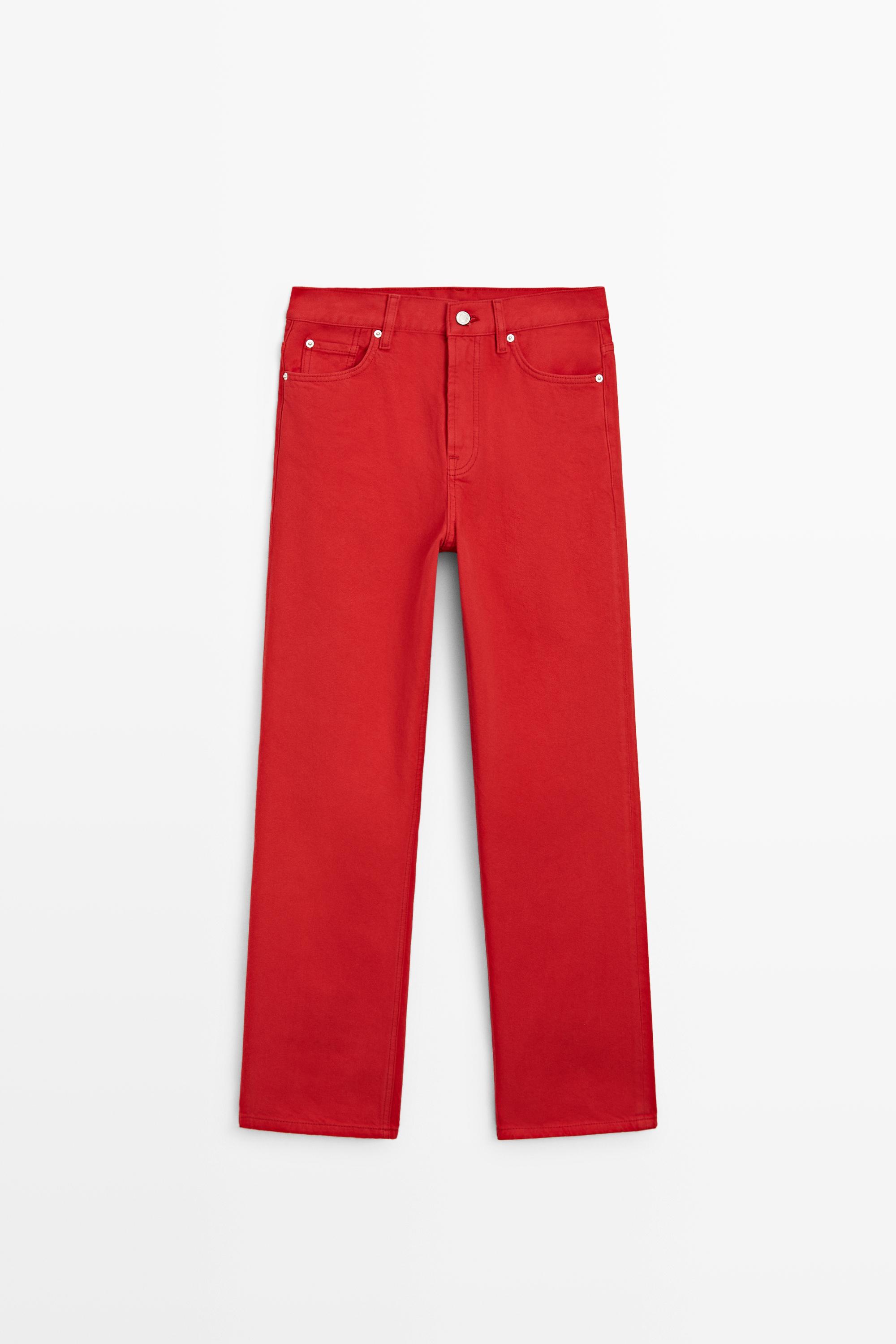 Straight-leg high-waist jeans — RED
