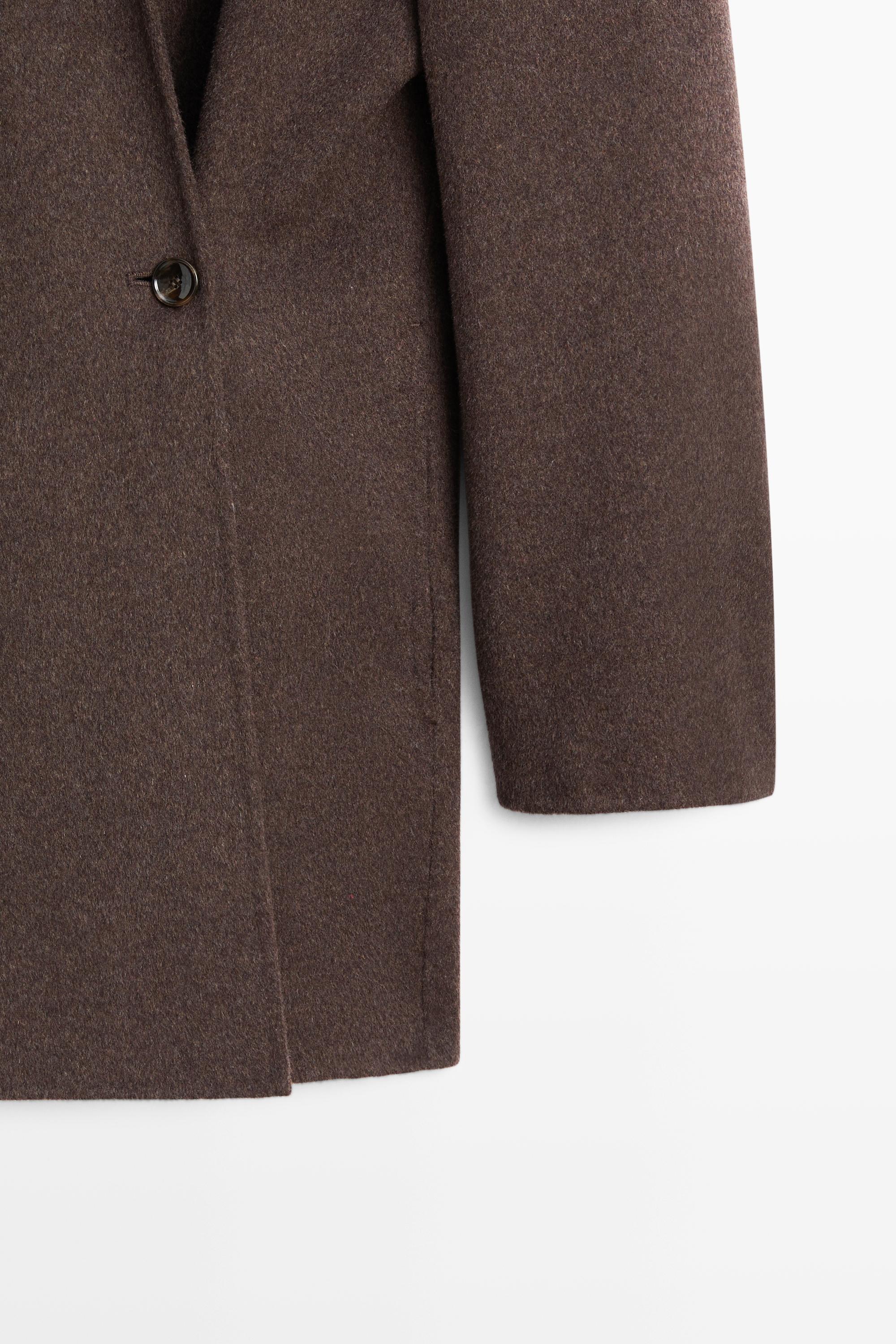 Wool-blend coat with scarf detail — BROWN