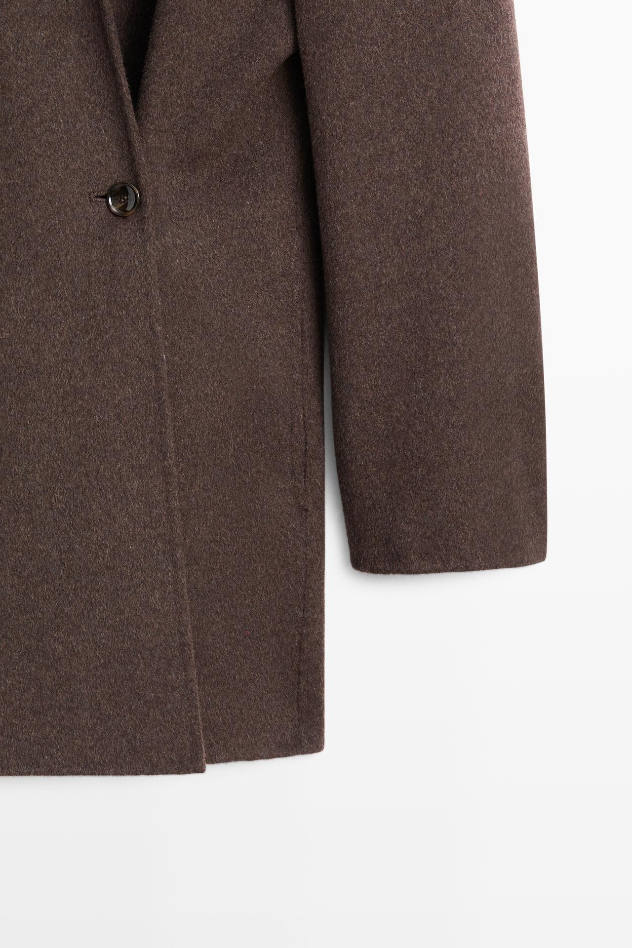 Wool-blend coat with scarf detail — BROWN
